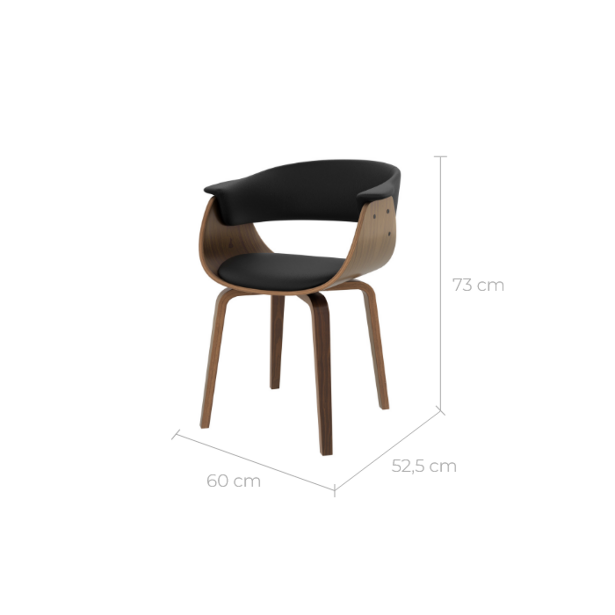 Rendez vous déco Chaise en cuir synthétique noir - Piada