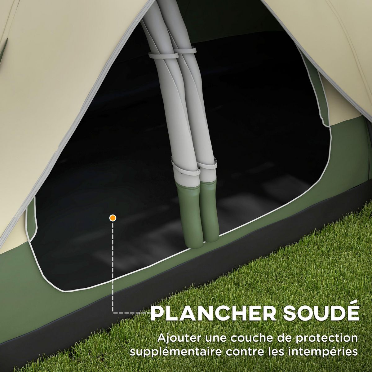 OUTSUNNY Tente de camping familiale 6-8 pers. double toit étanche 2 000 mm moustiquaire sac de tranport vert
