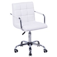 HOMCOM Chaise de bureau design - hauteur réglable, pivotante - piètement  acier chromé revêtement effet laine bouclée blanc pas cher 