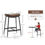 Voir la diapositive 3 : HOMCOM Lot de 2 tabourets de bar Vintage avec repose-pied piètement acier noir assise incurvée tissu marron effet vieilli