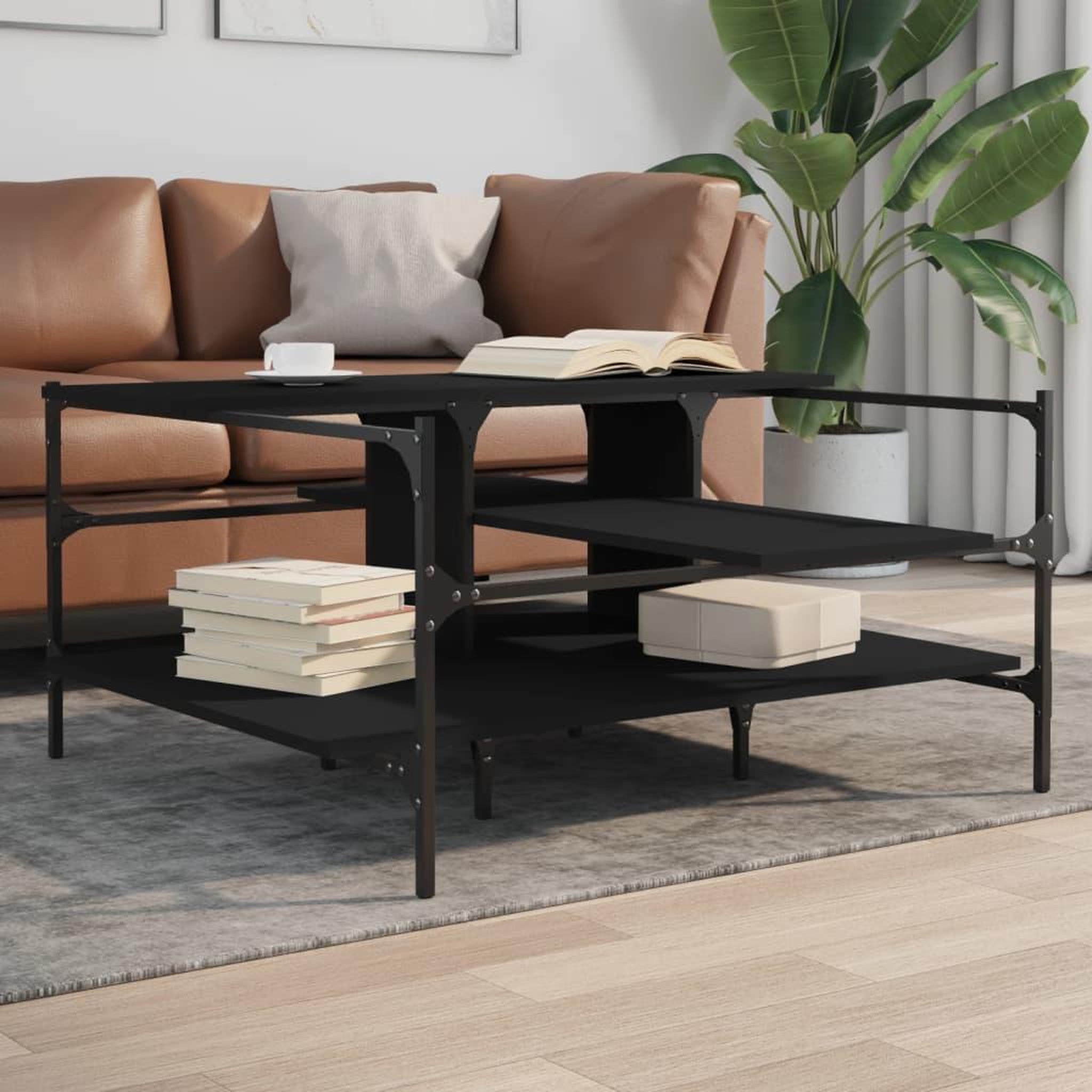 VIDAXL Table basse noir 100x100x48,5 cm bois d'ingenierie