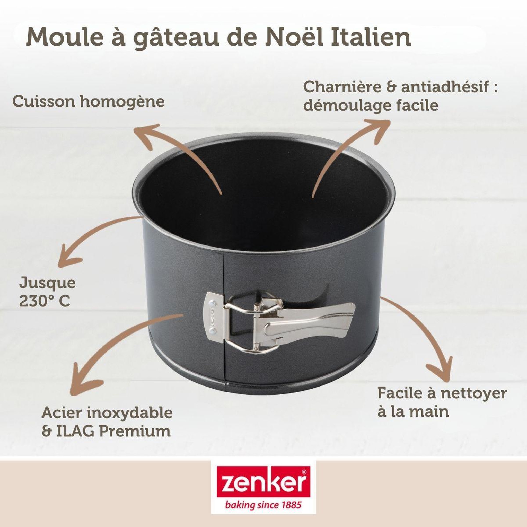 Voir la diapositive 4 : ZENKER Moule à panettone à charnière 18 cm zenker black metallic