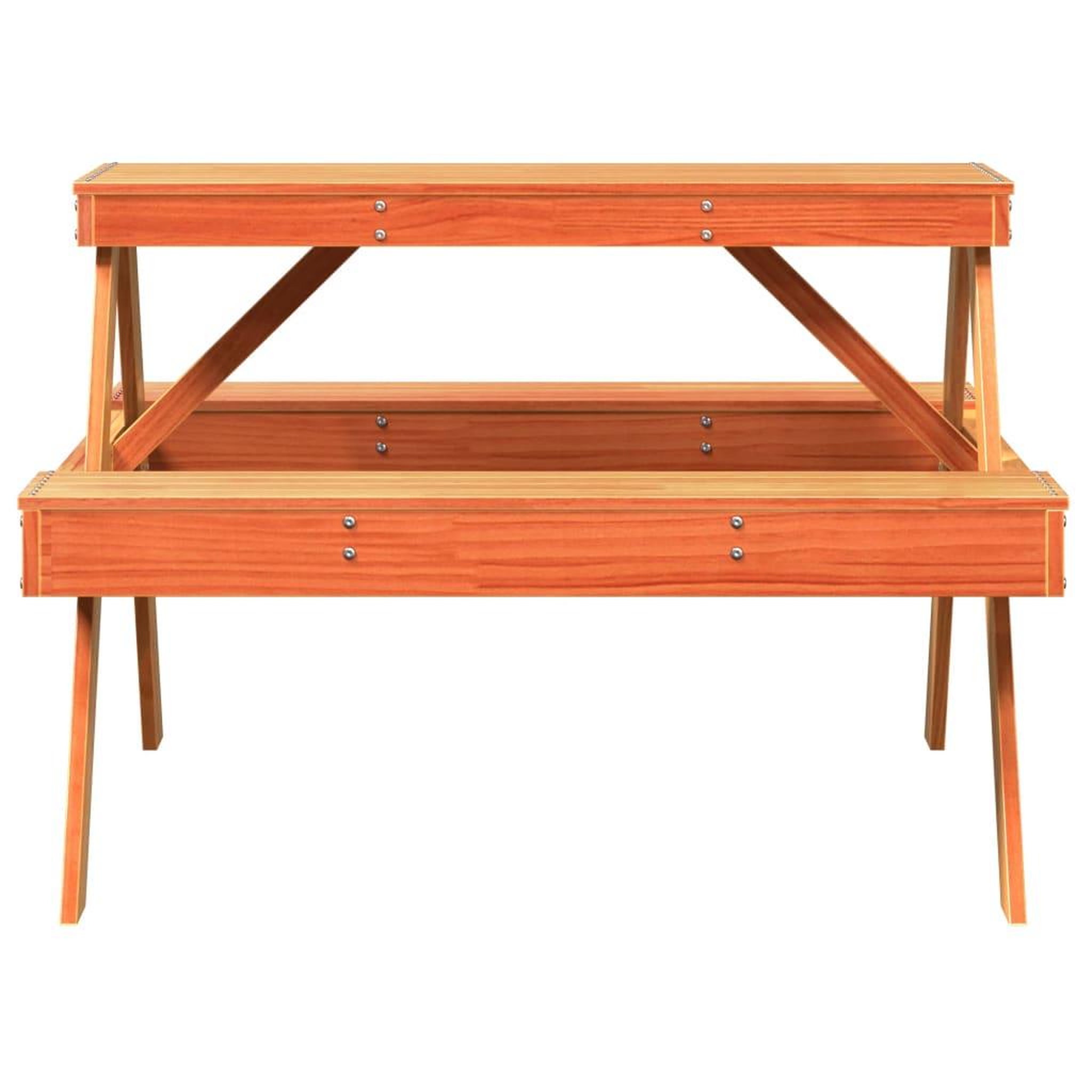 Voir la diapositive 4 : VIDAXL Table de pique-nique cire marron 105x134x75 cm bois massif pin