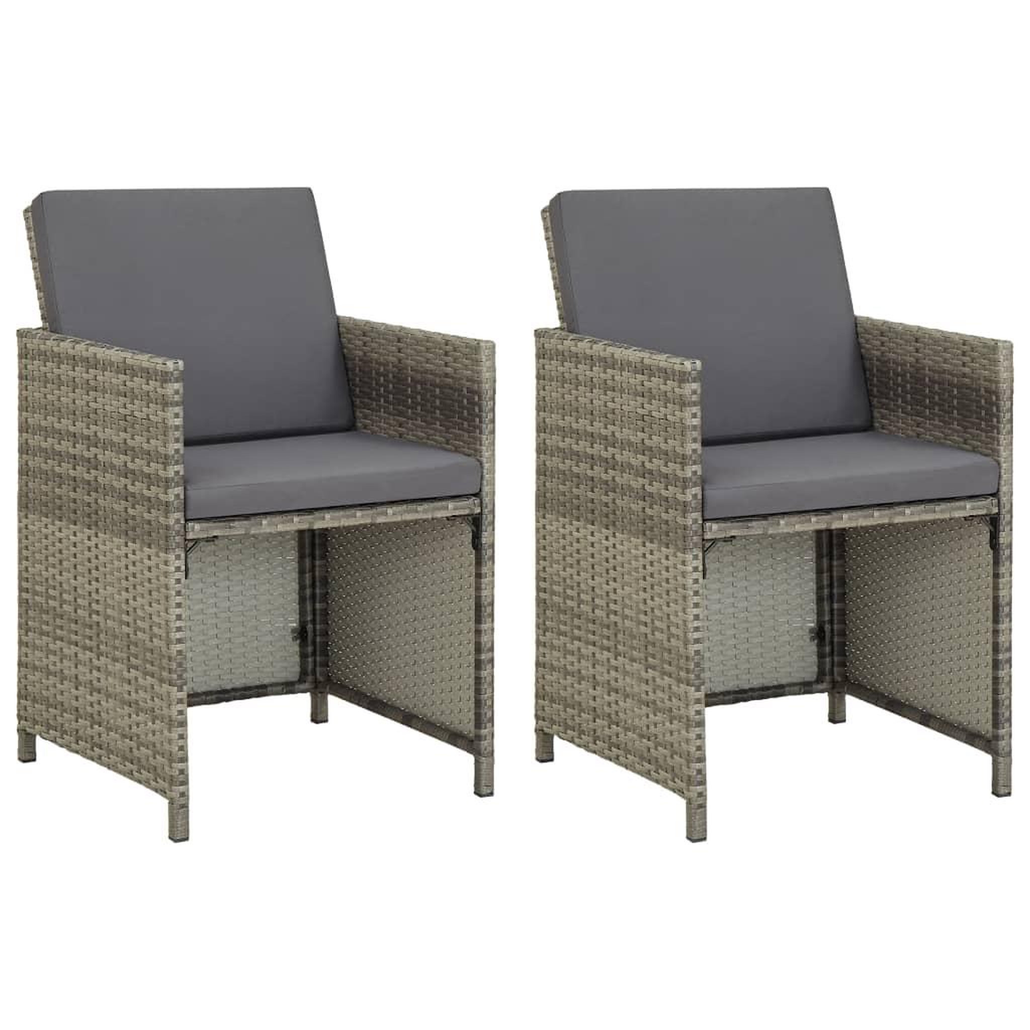 Voir la diapositive 1 : VIDAXL Chaises de jardin lot de 2 avec coussins Resine tressee Gris