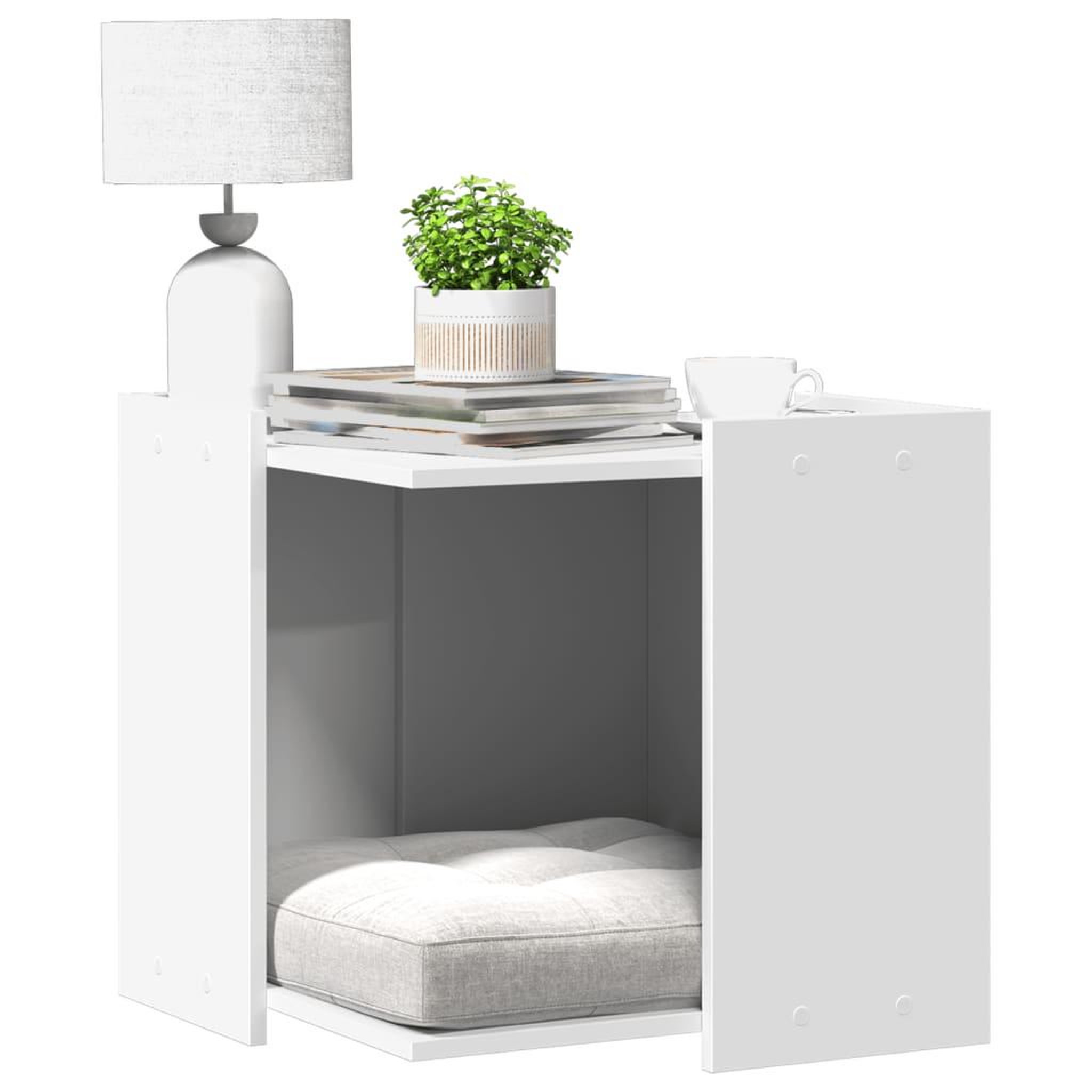 VIDAXL Meuble de bac a litiere pour chat blanc bois d'ingenierie