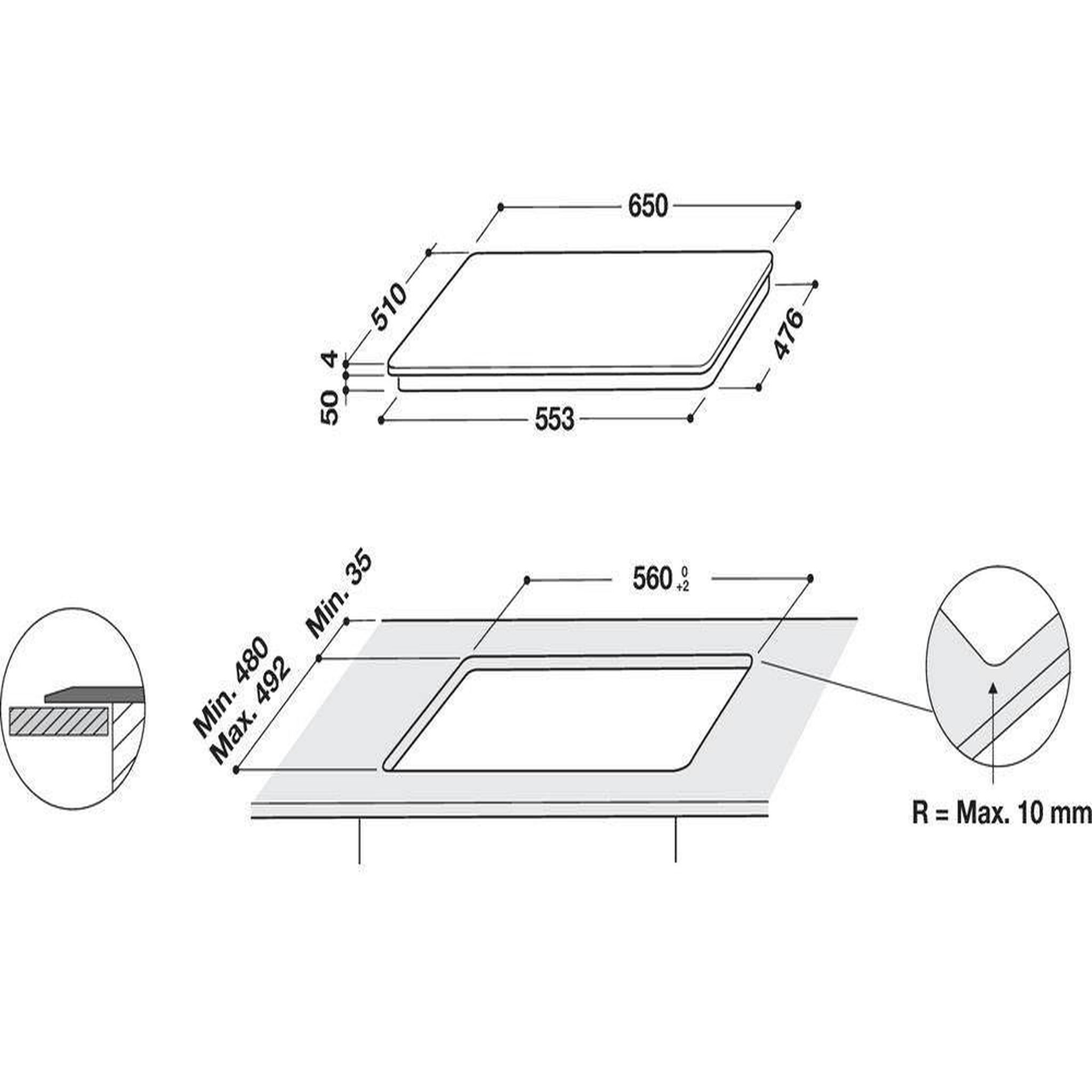 Voir la diapositive 3 : Whirlpool Table de cuisson à induction 65cm 4 feux 7200w noir - wlb4265bfixl