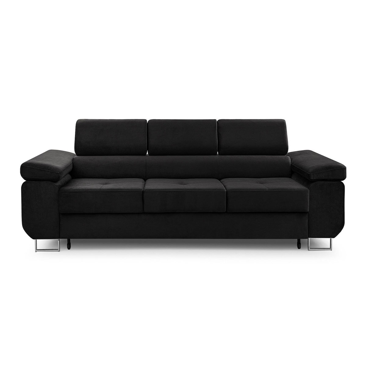 BEST MOBILIER Pablo - canapé 3 places - convertible avec têtières réglables - en velours