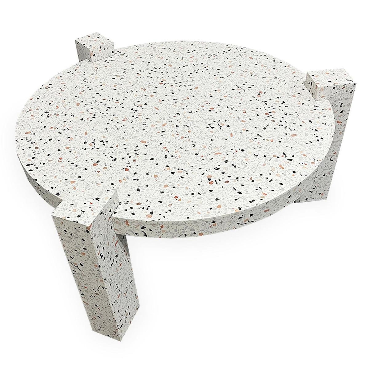 Paris Prix Table Basse Effet Terrazzo  Terry  84cm Gris Clair