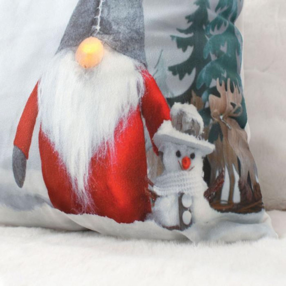 Paris Prix Coussin Déco de Noël LED  Gnome  40x40cm Multicolore