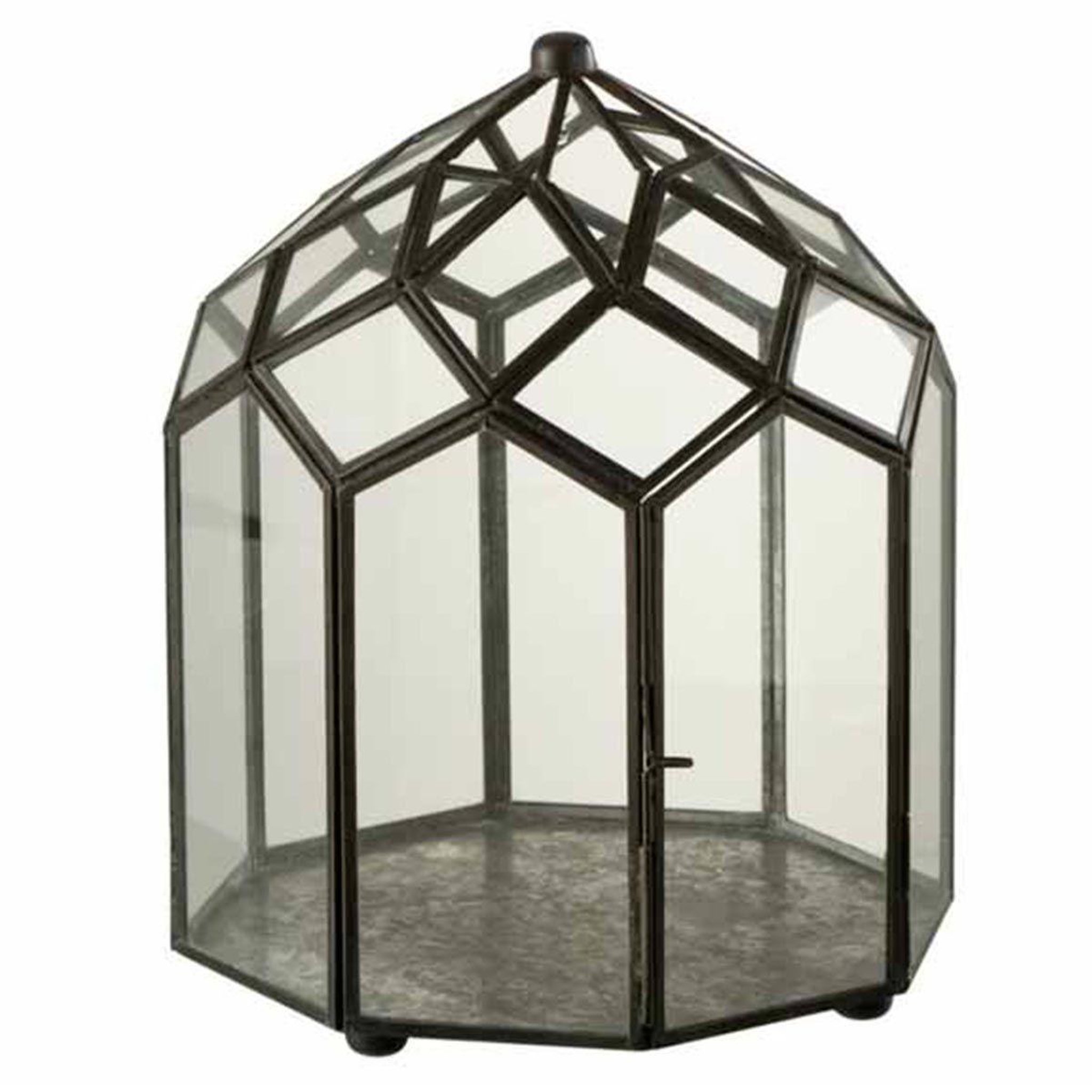 J-LINE Terrarium en verre vintage  brisla  30cm noir