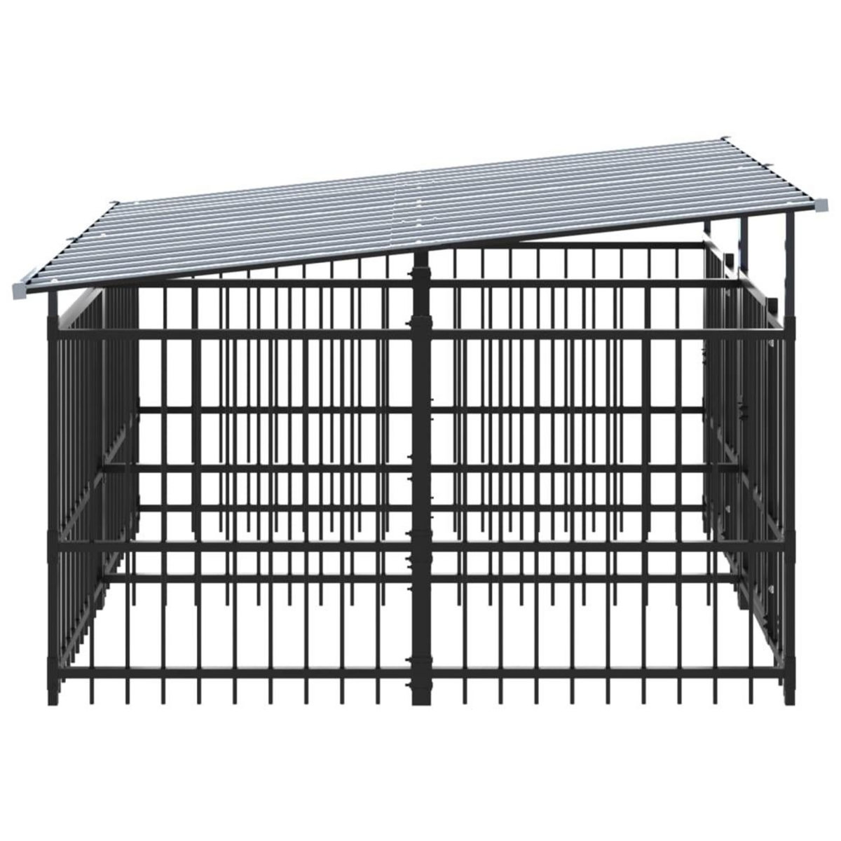 VIDAXL Chenil d'exterieur avec toit pour chiens Acier 3,75 m²