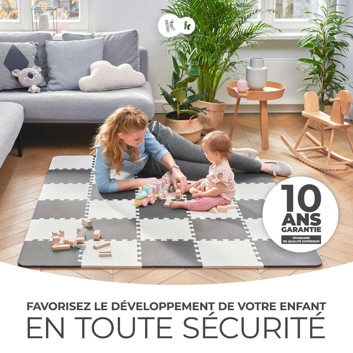 KINDERKRAFT Tapis de jeu puzzle pour enfants - mousse douce et antidérapante