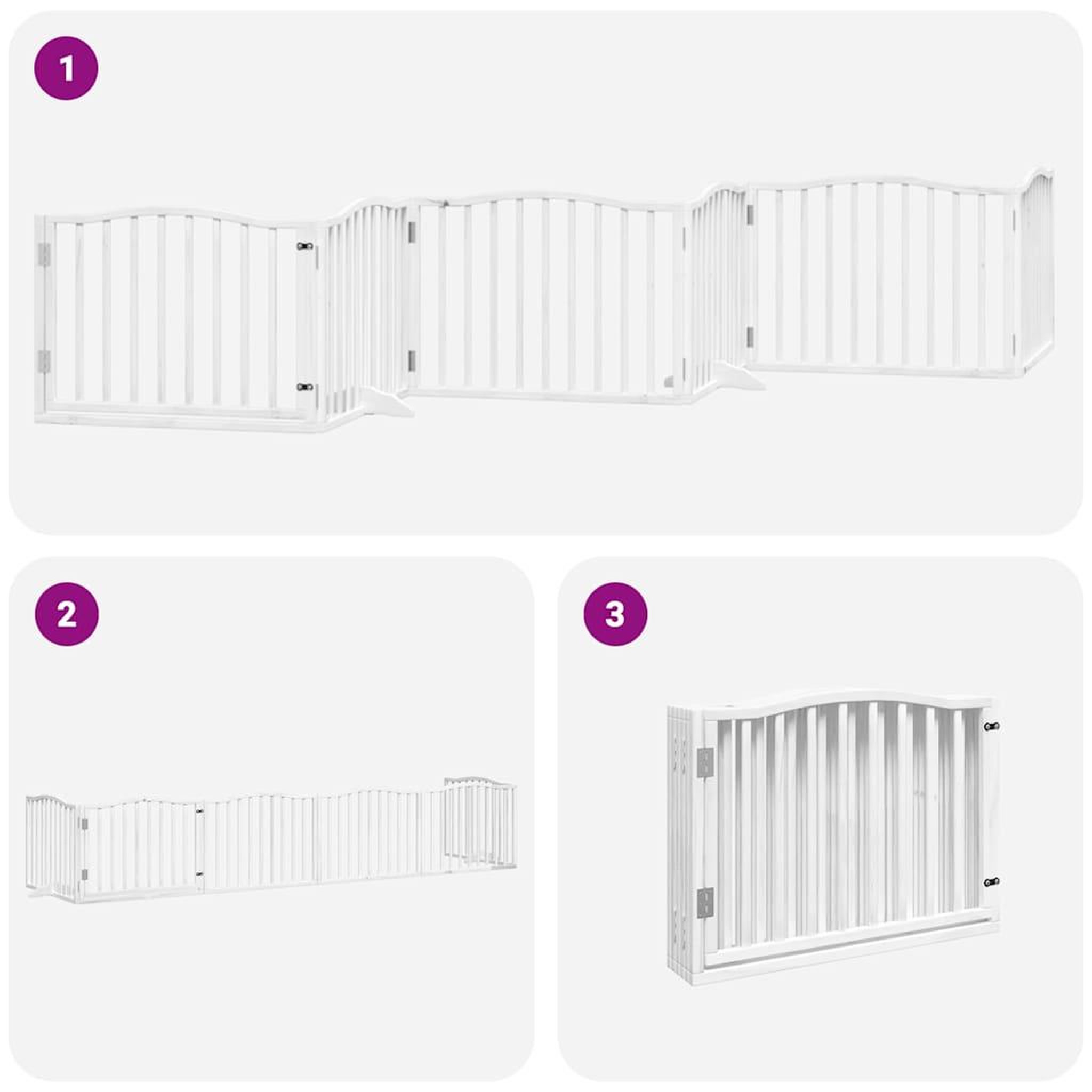 Voir la diapositive 5 : VIDAXL Barriere pour chien porte pliable 6panneaux blanc bois peuplier