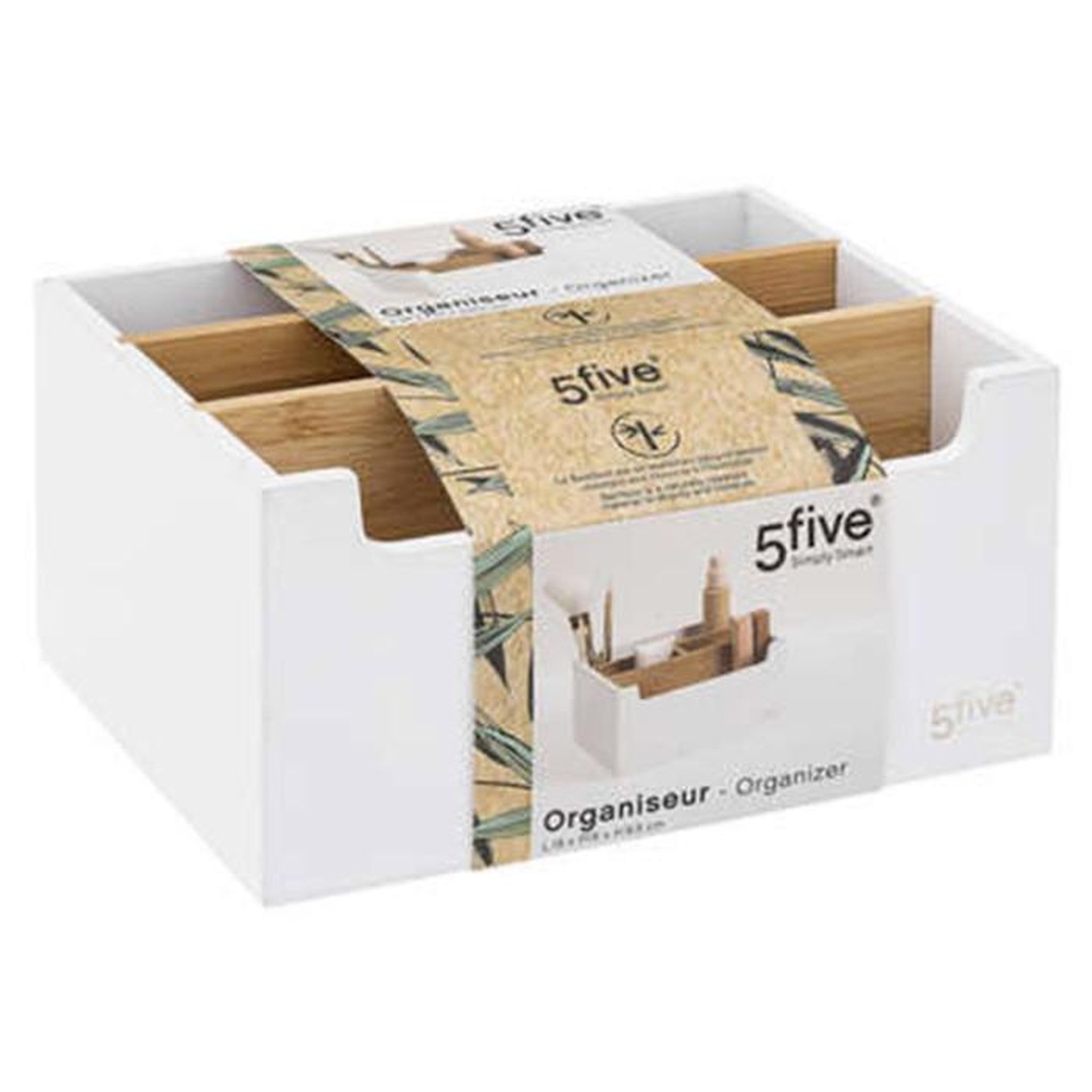 Voir la diapositive 3 : FIVE Organiseur 5 compartiments  natureo  18cm blanc