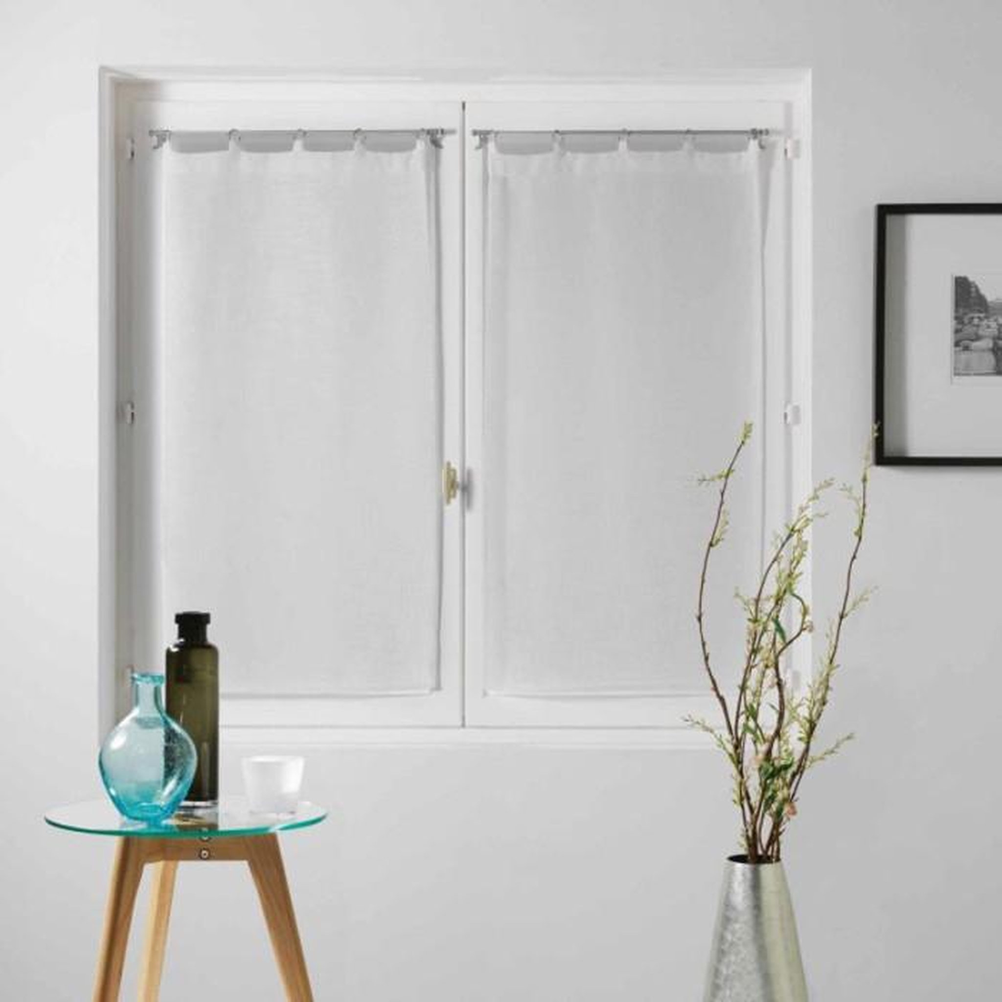 Paris Prix Paire de Voilages  Milza  60x160cm Blanc