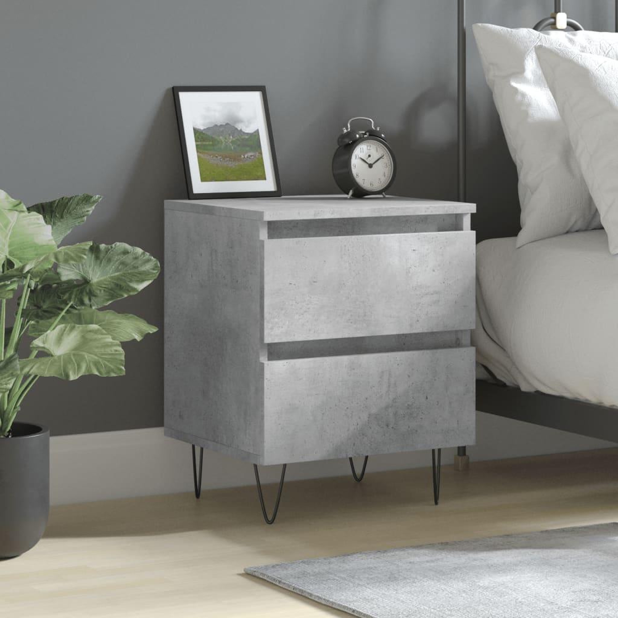 VIDAXL Table de chevet gris beton 40x35x50 cm bois d'ingenierie