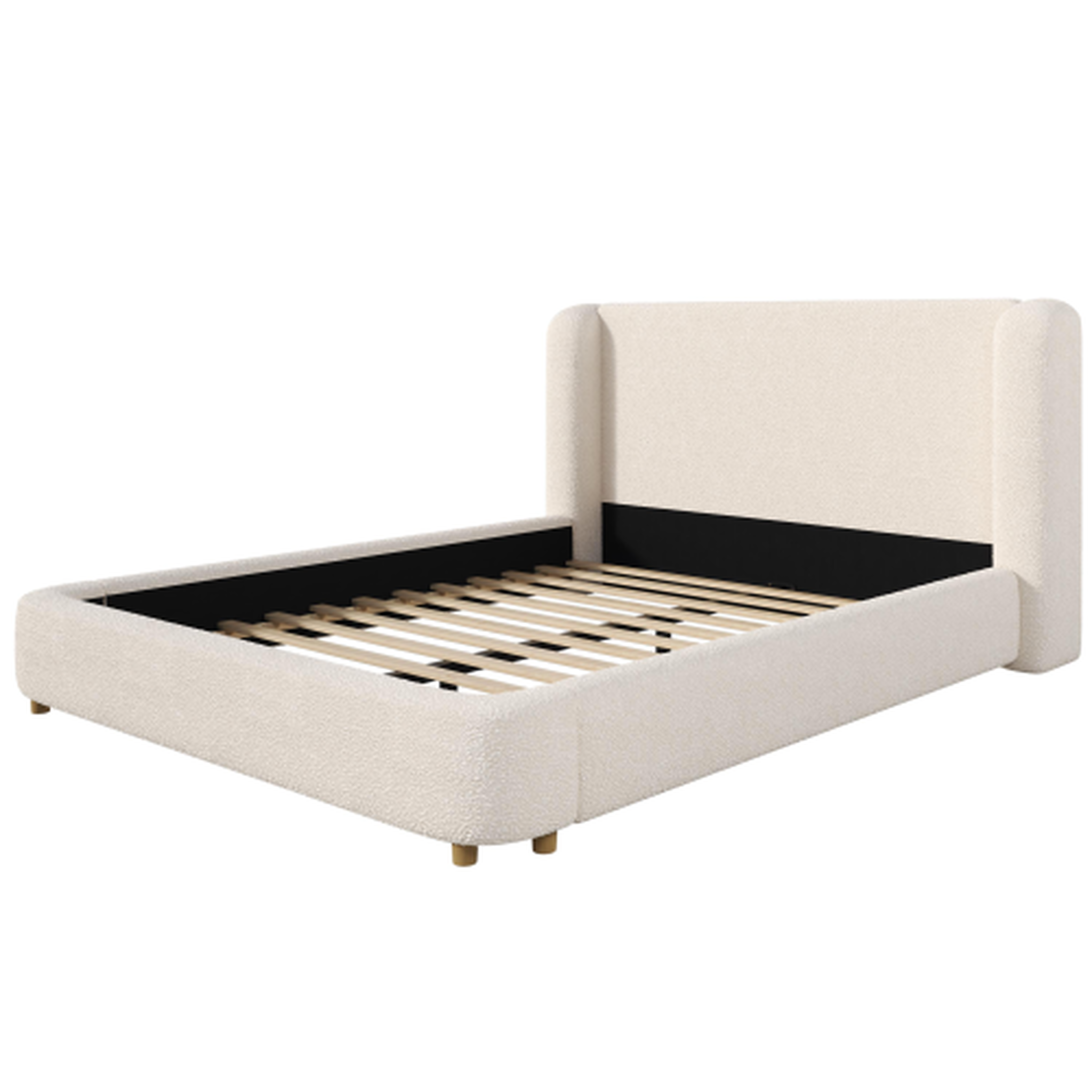 Voir la diapositive 6 : MERAX Lit double 180x200 cm avec sommier à lattes et tête de lit rembourrée, boucle beige