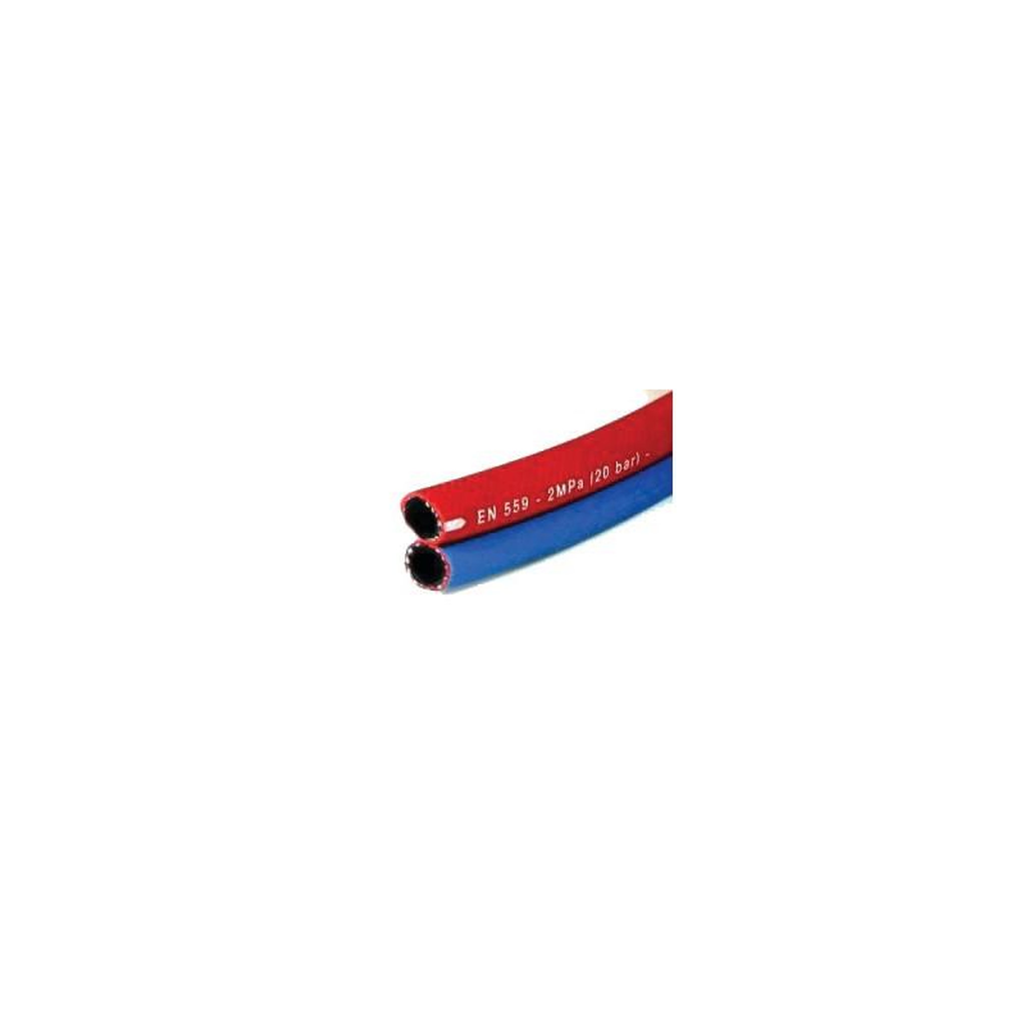 Voir la diapositive 2 : WELDLINE Tuyau de gaz en caoutchouc jumelé diamètre 10x16mm pour oxygène acetylène, longueur 25m, 20 bars WELDLINE W000010054