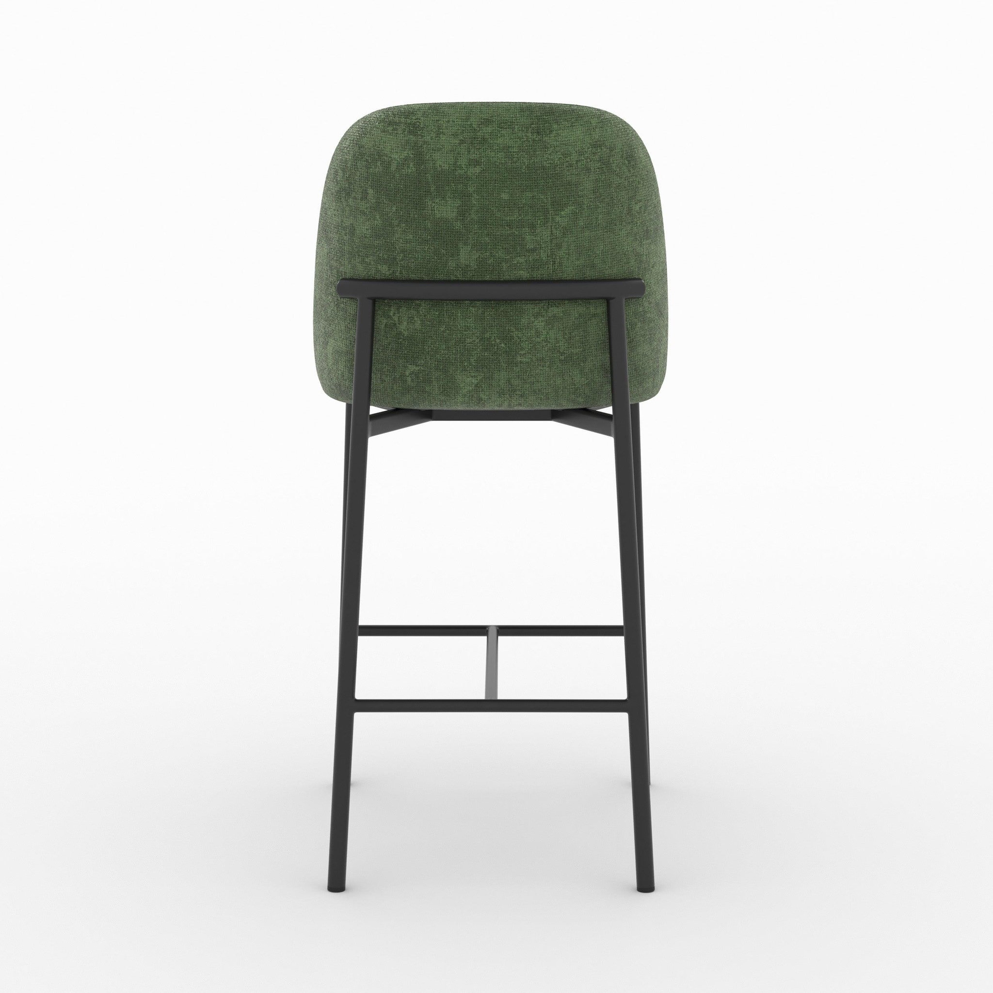 Voir la diapositive 3 : MAISON PAVANE Lot de 2 chaises pour îlot central 67 cm en tissu vert sapin-noah