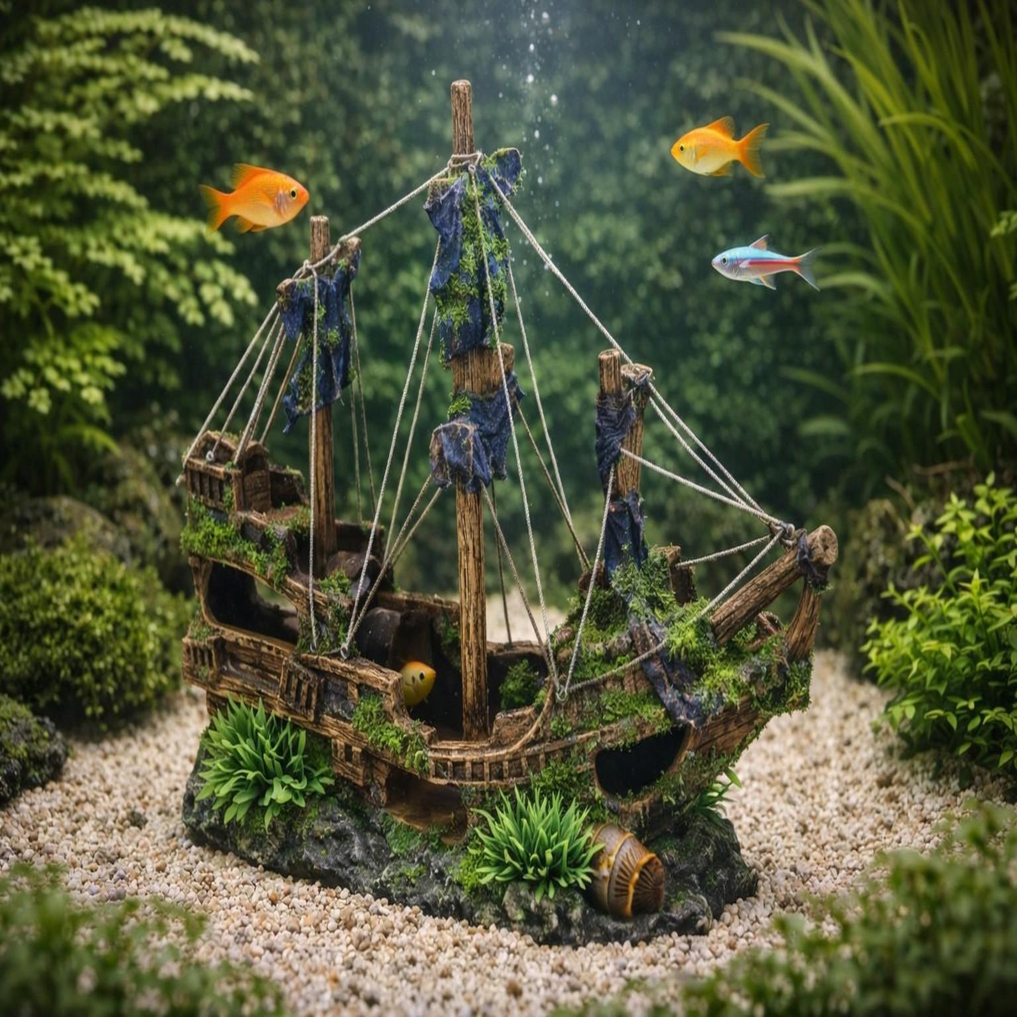 Voir la diapositive 2 : Eden Décoration aquarium grande épave de navire cachettes poissons