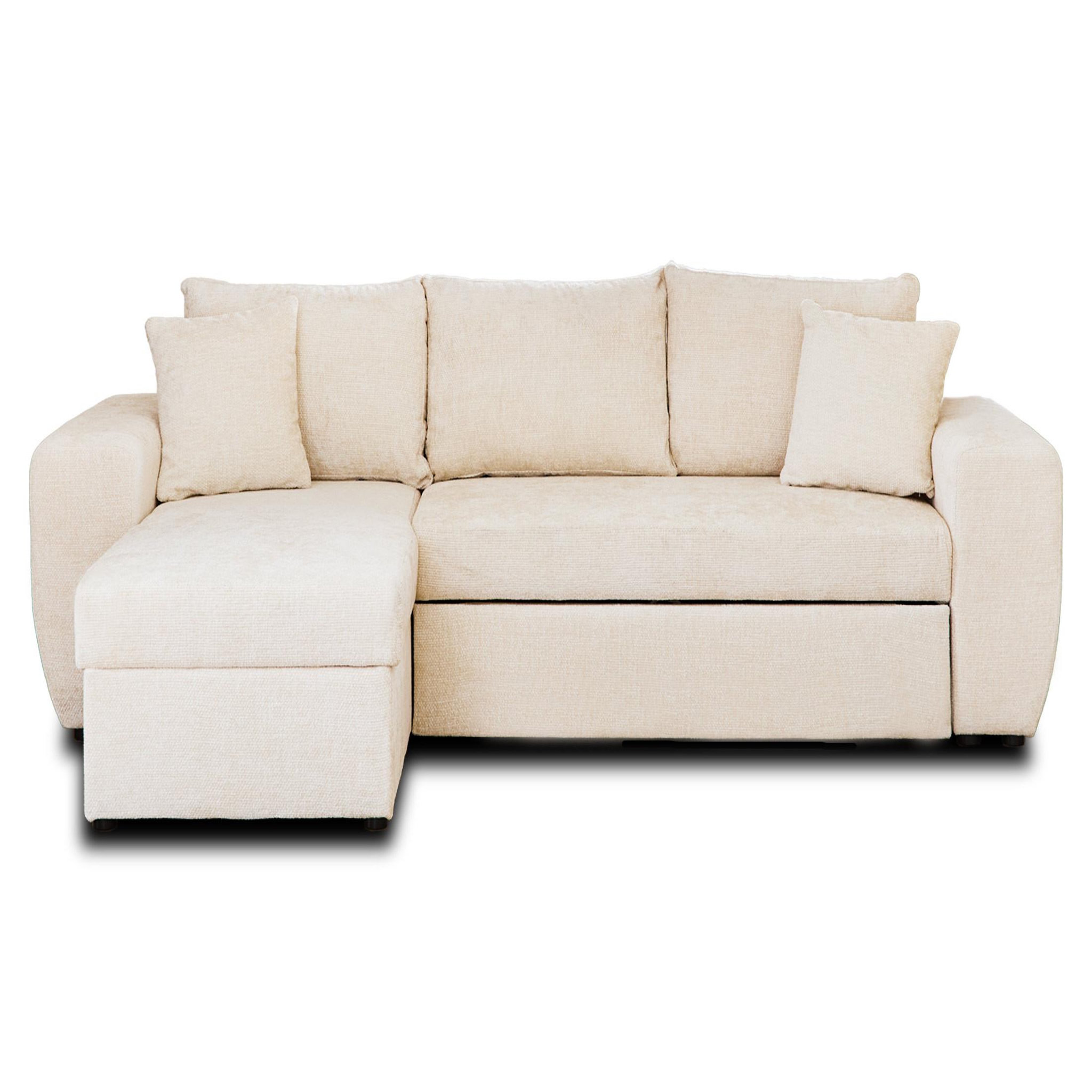 Voir la diapositive 1 : BEST MOBILIER Milan - canapé d'angle réversible 4 places - convertible avec coffre - en velours texturé