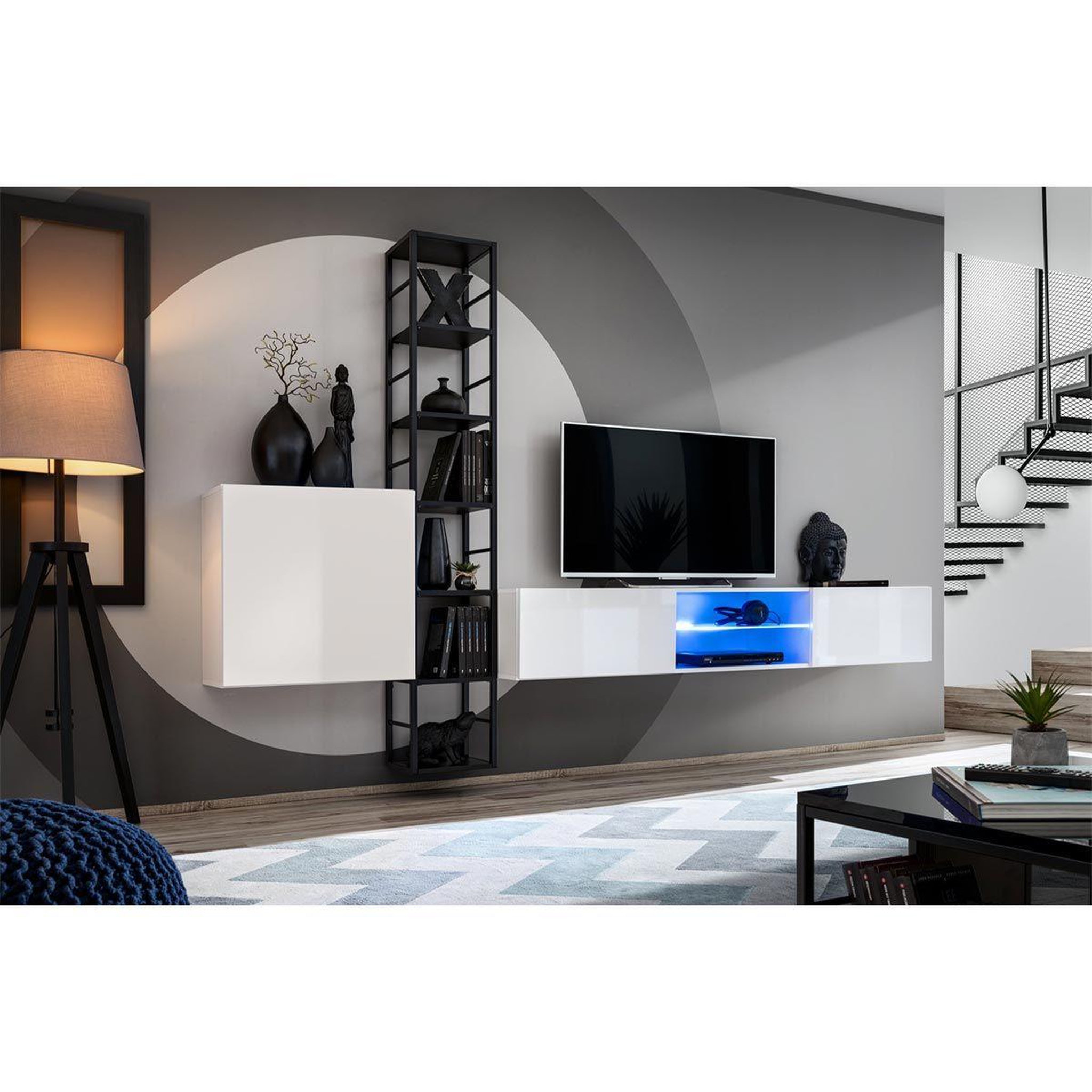 Voir la diapositive 2 : Paris Prix Ensemble meuble tv design  switch vi  270cm noir