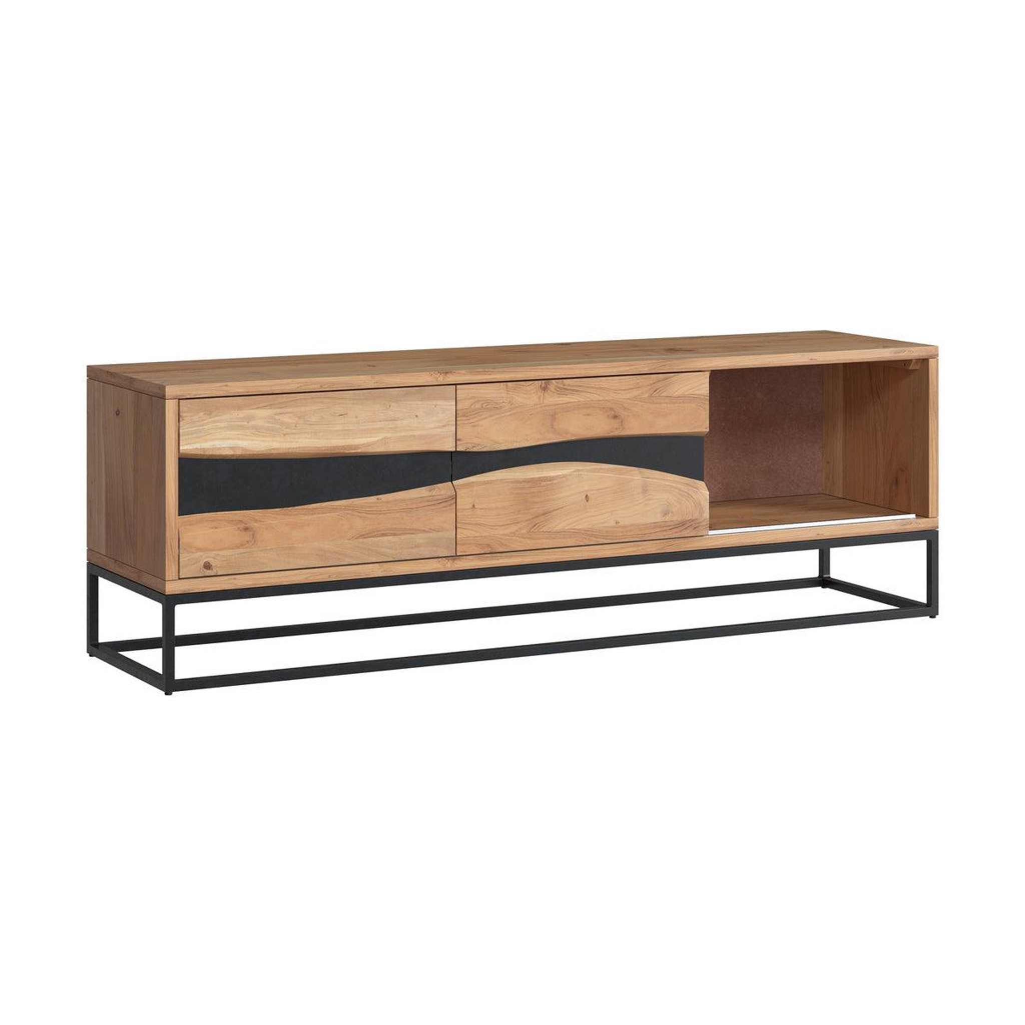 Voir la diapositive 6 : MAISON PAVANE Meuble tv en bois d'acacia massif et métal 140 cm-alabama