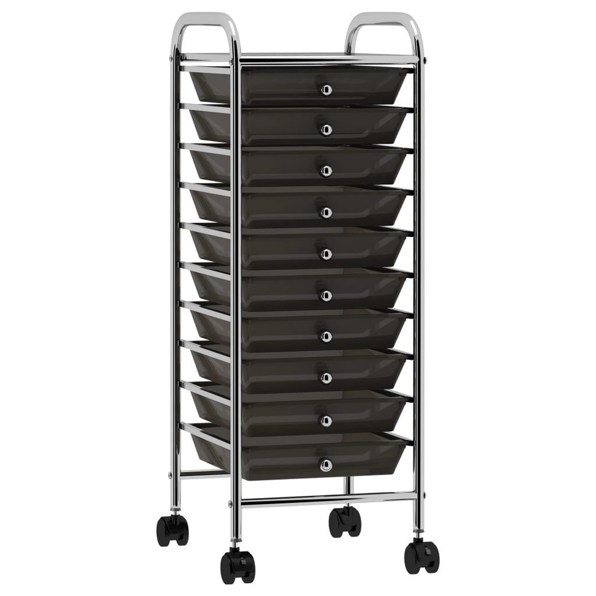 Voir la diapositive 1 : VIDAXL Chariot de rangement mobile a 10 tiroirs Noir Plastique