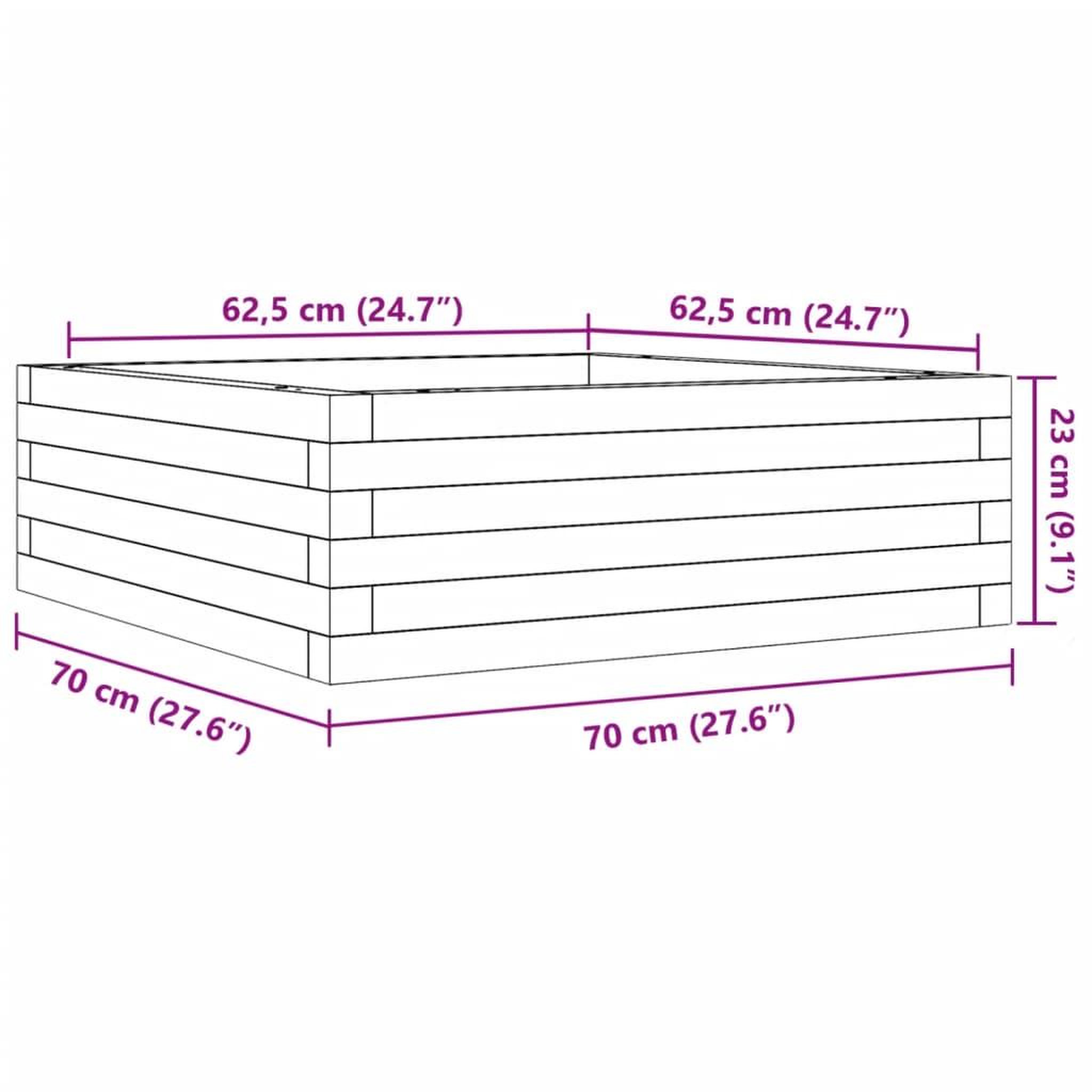Voir la diapositive 6 : VIDAXL Jardiniere 70x70x23 cm bois de pin massif
