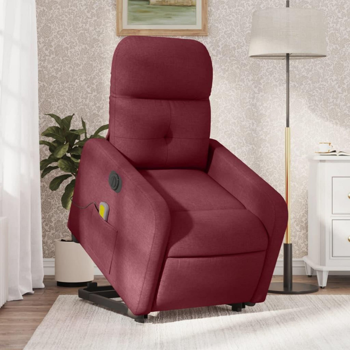VIDAXL Fauteuil inclinable de massage electrique Rouge bordeaux Tissu