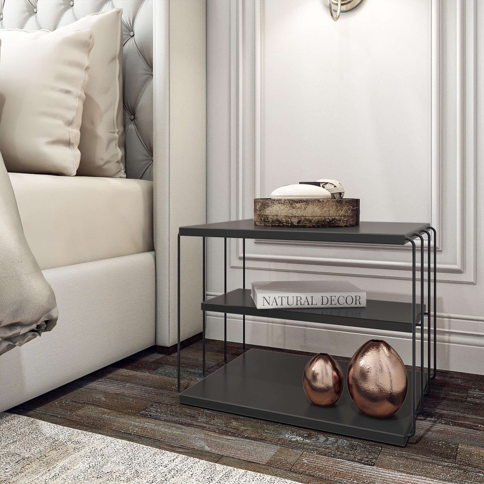 Voir la diapositive 2 : Habitat et Jardin Table d'appoint en bois  lifon  50 x 40 x 33 cm - anthracite