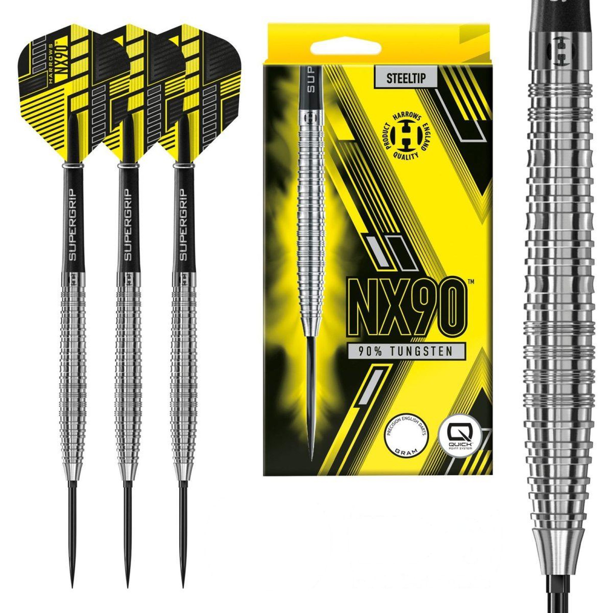 Harrows Fléchettes NX90 Tapered 90 % Quick Point pointe acier 24g