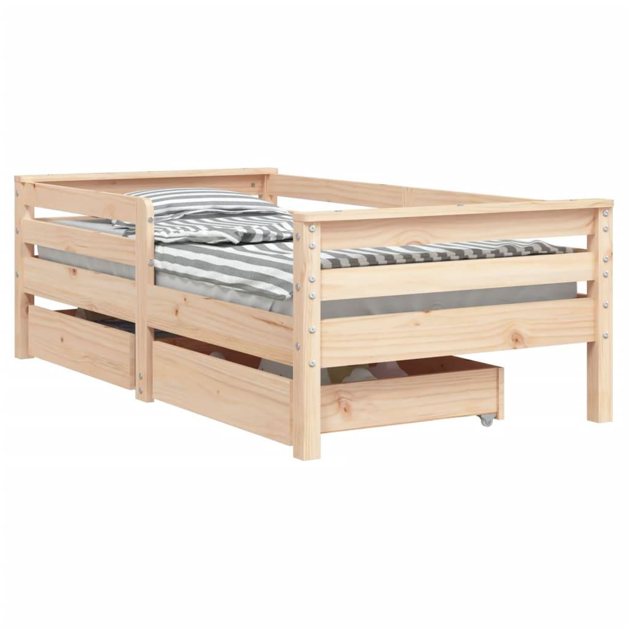Voir la diapositive 2 : VIDAXL Cadre de lit enfant avec tiroirs 70x140 cm bois de pin massif
