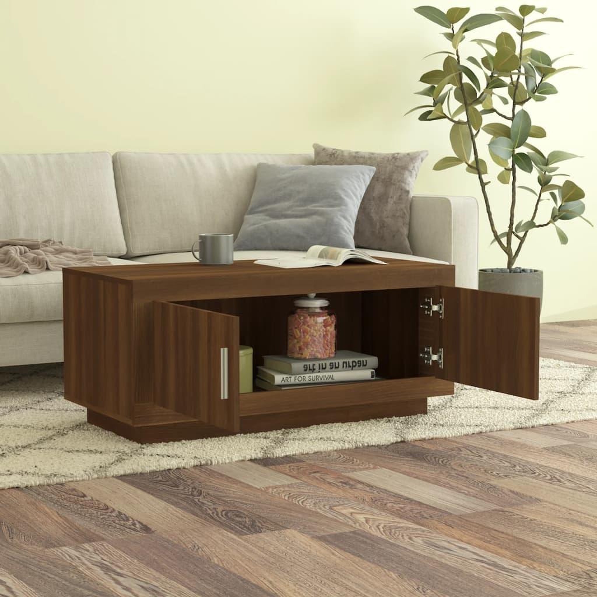 Voir la diapositive 3 : VIDAXL Table basse Chene marron 102x50x45 cm Bois d'ingenierie