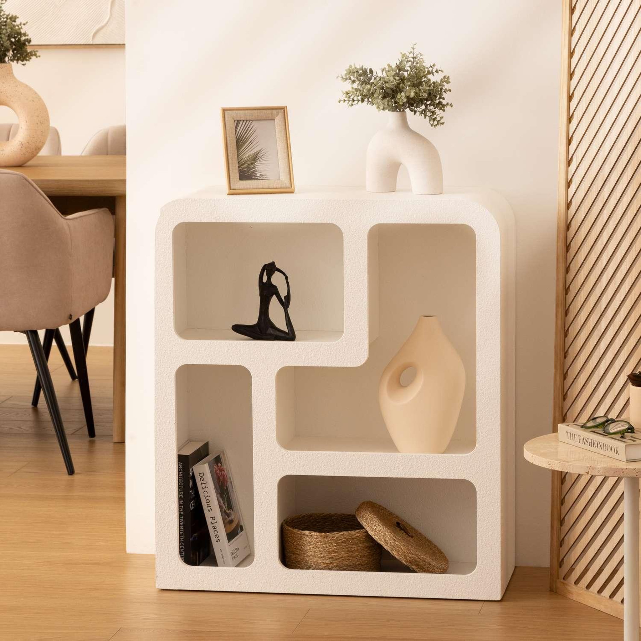 Voir la diapositive 2 : ATMOSPHERA Etagère de rangement 4 niches soleya - blanc