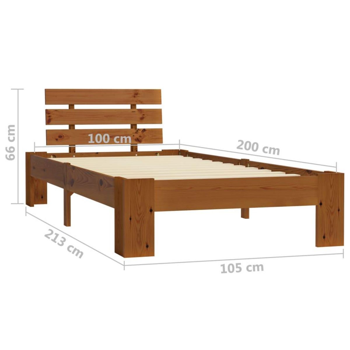 VIDAXL Cadre de lit sans matelas marron miel 100x200cm bois pin massif