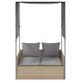 Voir la diapositive 3 : VIDAXL Chaise longue double avec toit et rideaux beige resine tressee