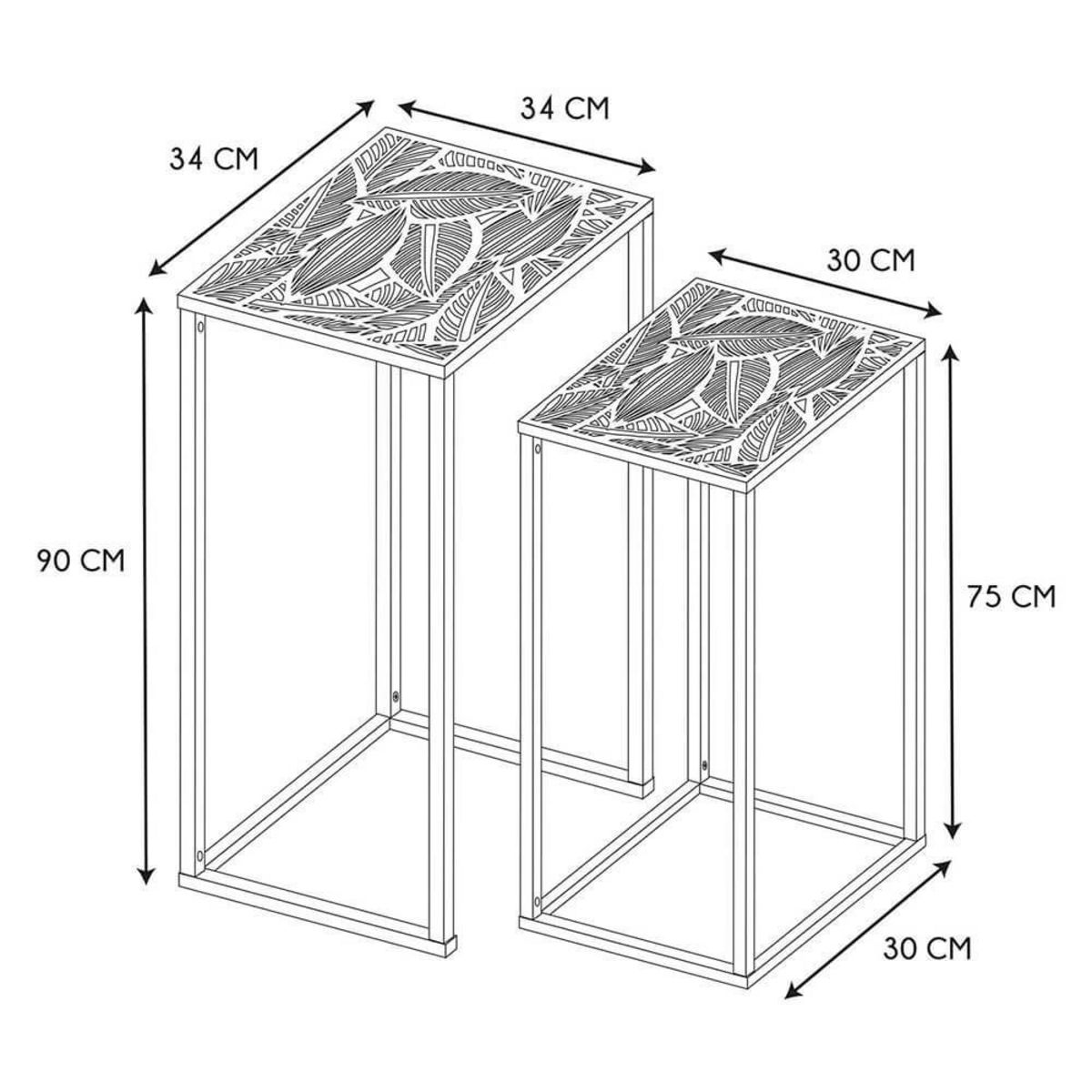 The Home Deco Factory Lot de 2 sellettes en métal gigognes Havana