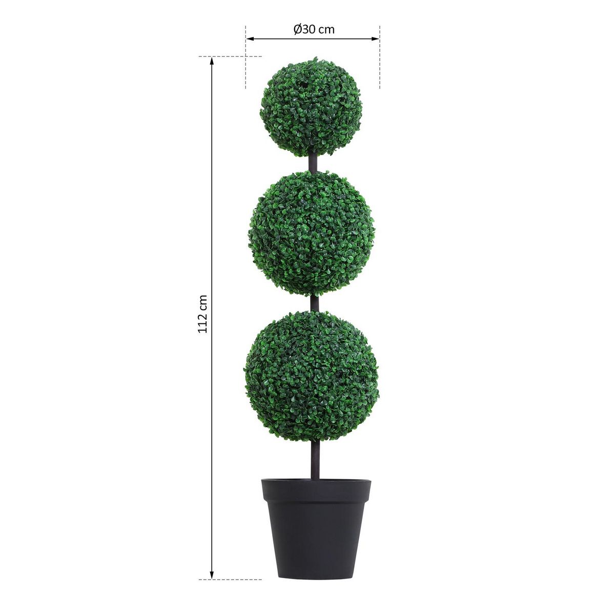 OUTSUNNY Buis artificiel topiaire artificielle en forme de boules dim. Ø 30 x 112H cm vert