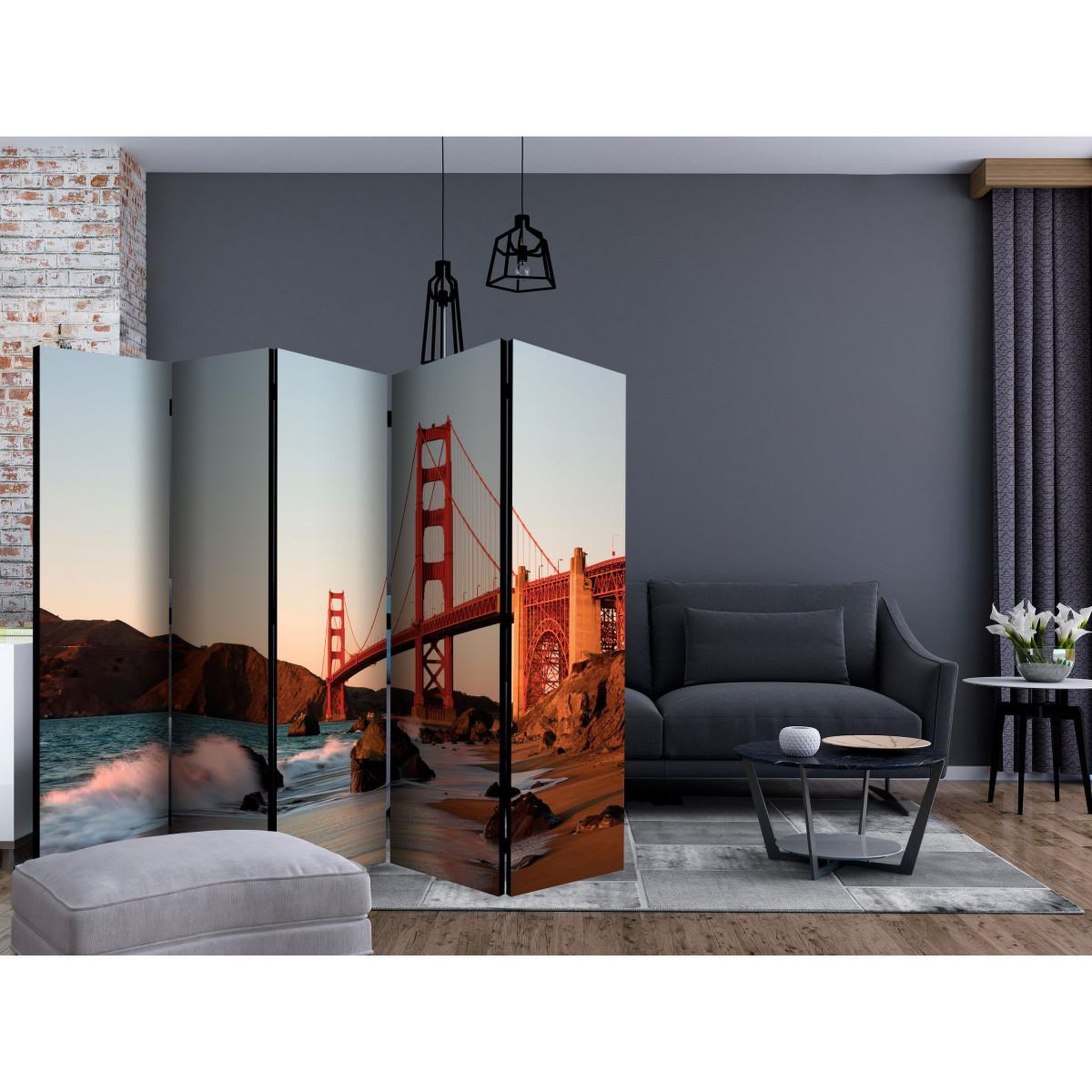 Voir la diapositive 2 : Paris Prix Paravent 5 volets  flaming landscape  172x225cm