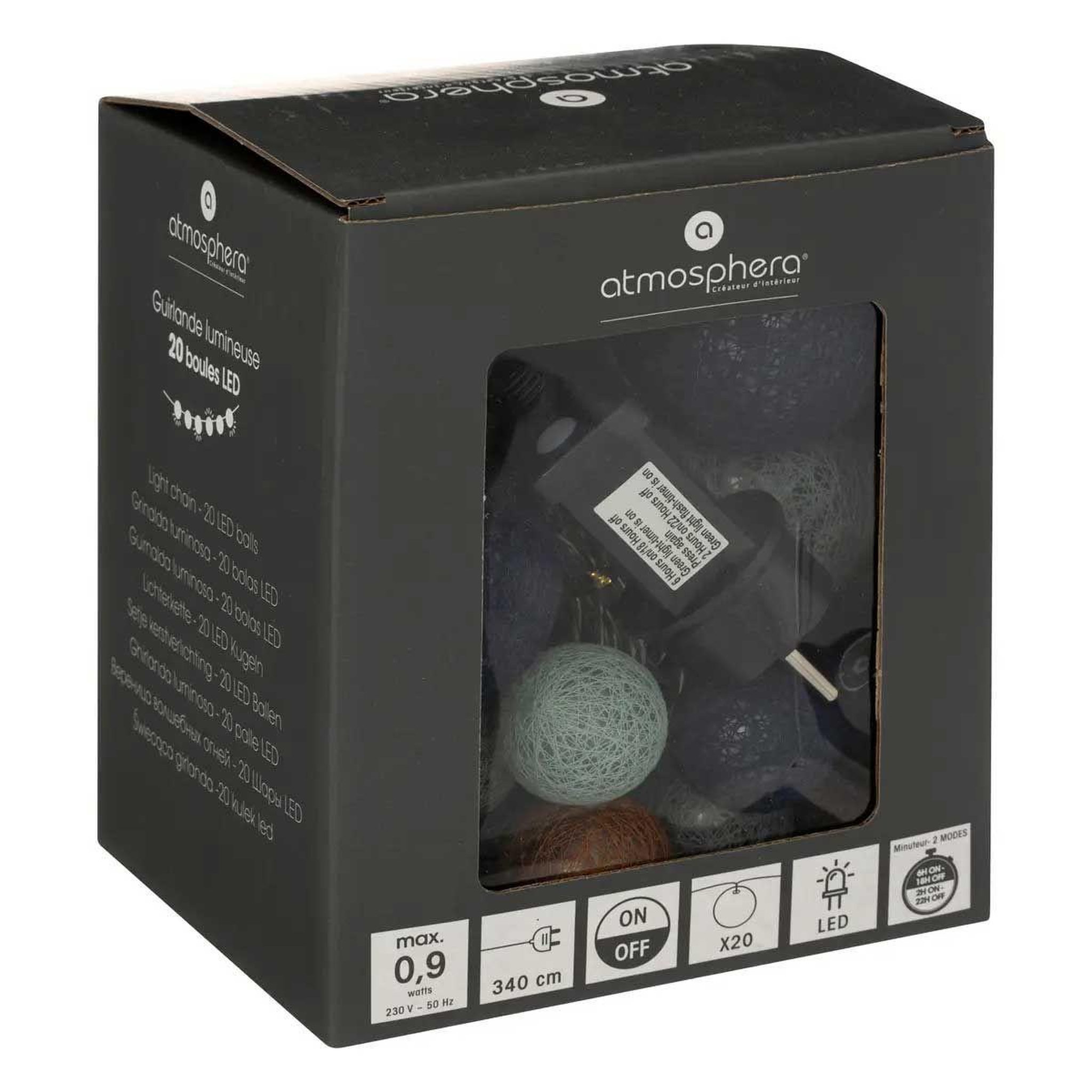 Voir la diapositive 4 : ATMOSPHERA Guirlande lumineuse 20 boules  led  340cm orange