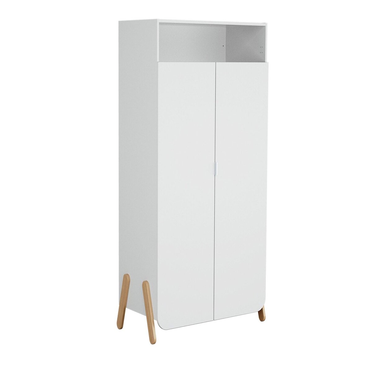 AT4 Chambre bébé lit, meuble à langer et armoire Blanc et Hêtre Verni