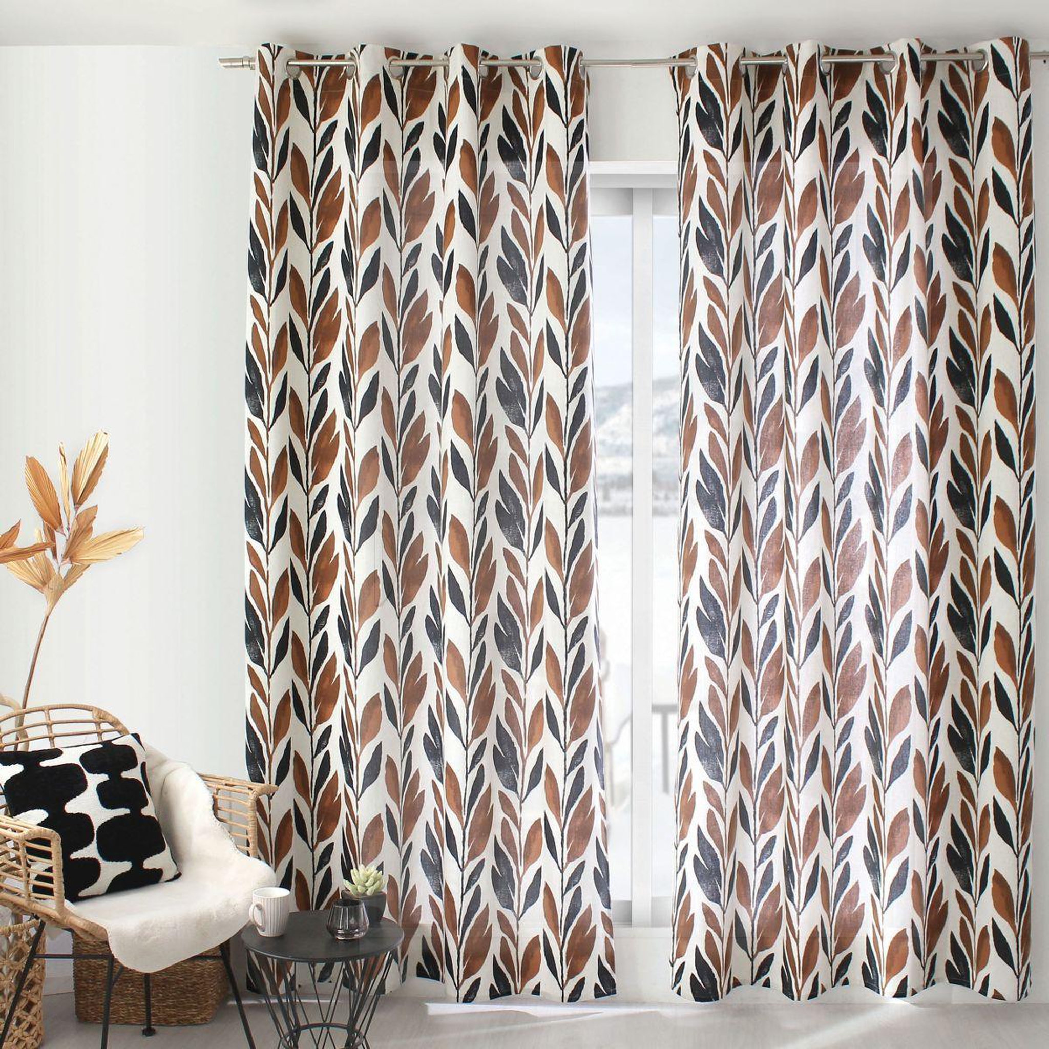 Voir la diapositive 4 : ENJOY HOME Rideau à œillets imprimé  copper  140x240cm multicolore