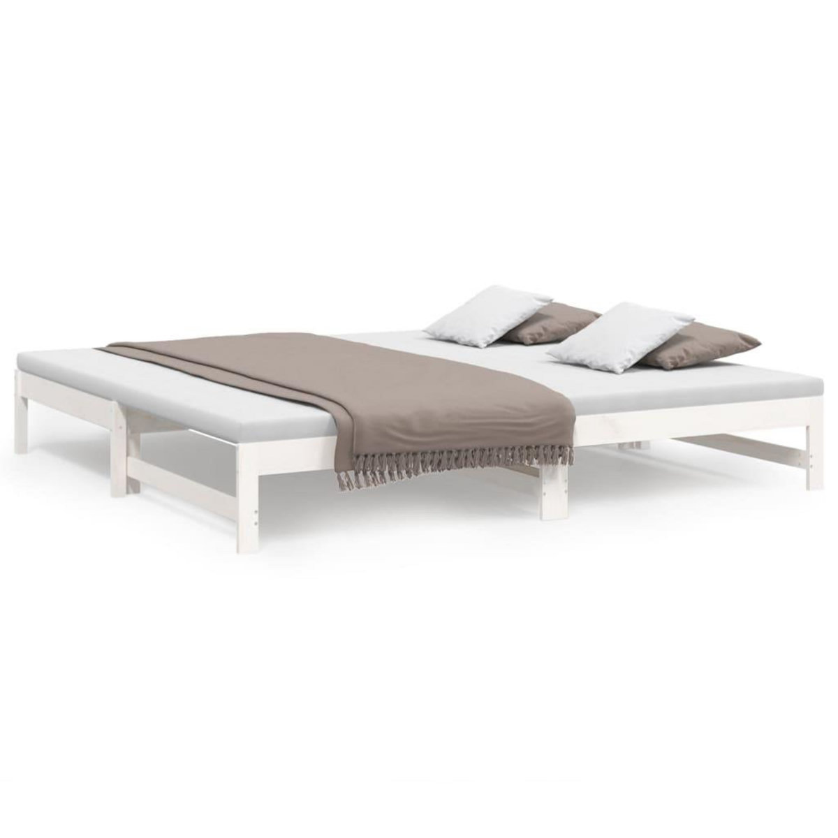 VIDAXL Lit coulissant sans matelas blanc 2x(80x200)cm
