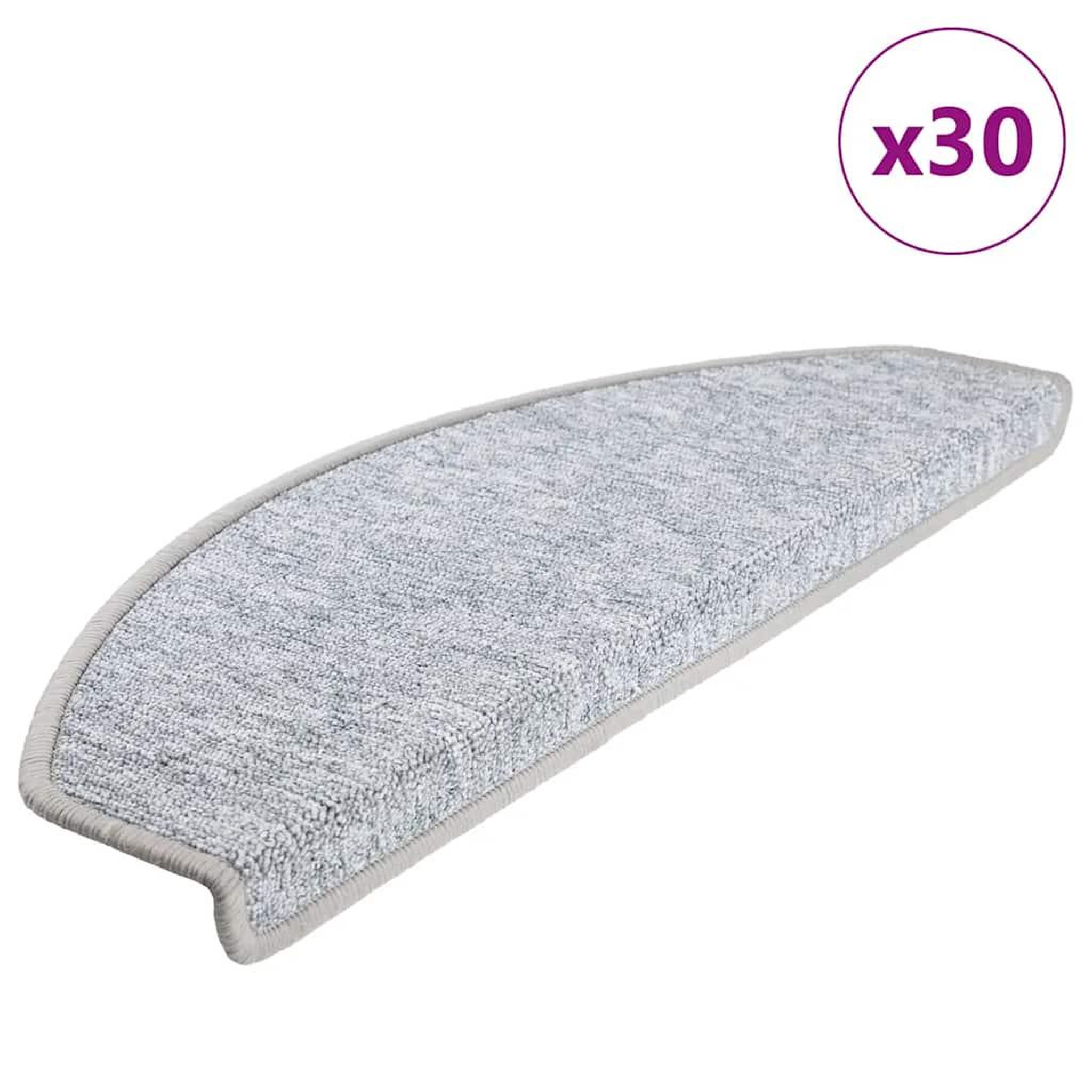 VIDAXL Tapis d'escalier 30 pcs gris clair 65x24x4 cm