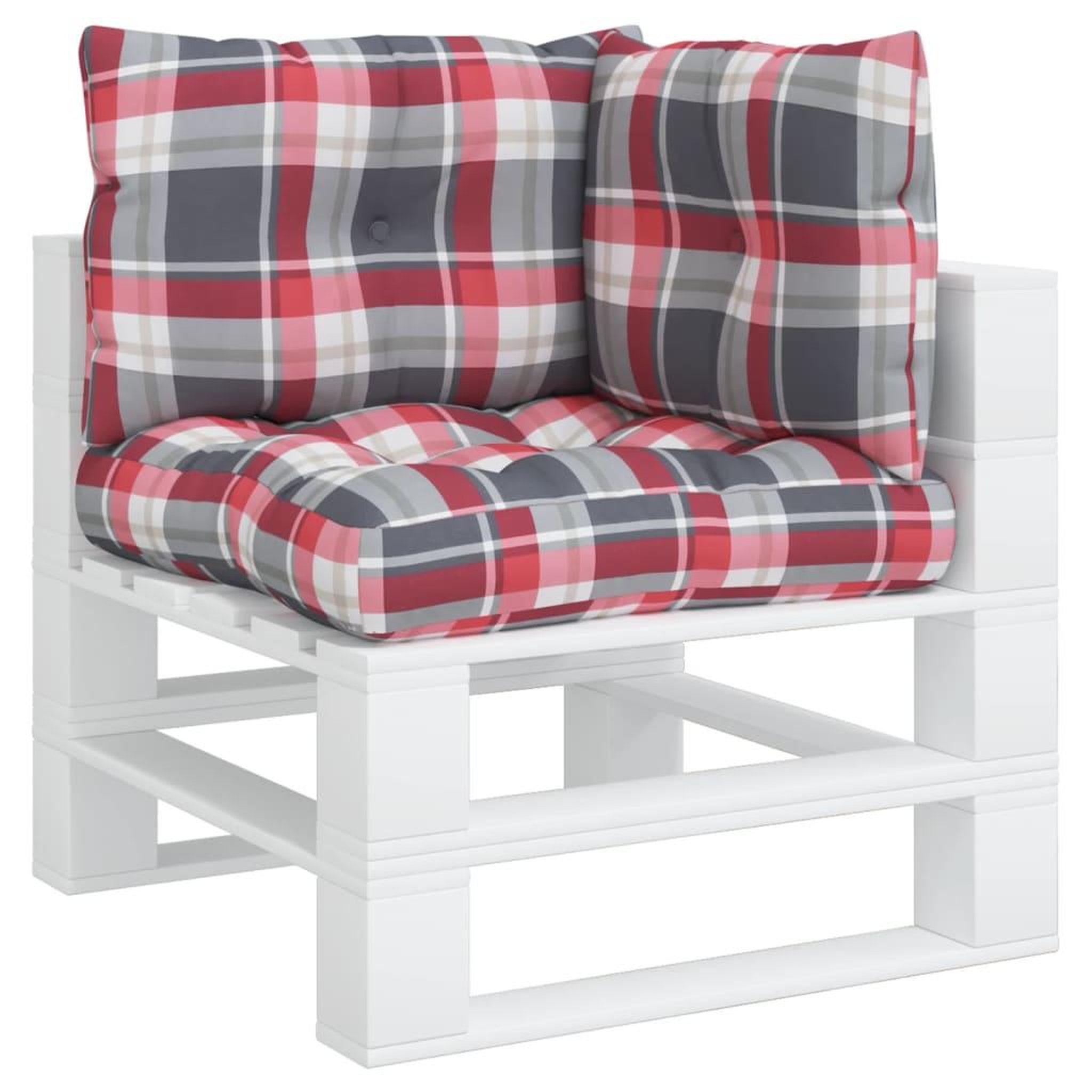Voir la diapositive 3 : VIDAXL Coussins de palette lot de 3 motif a carreaux rouge tissu