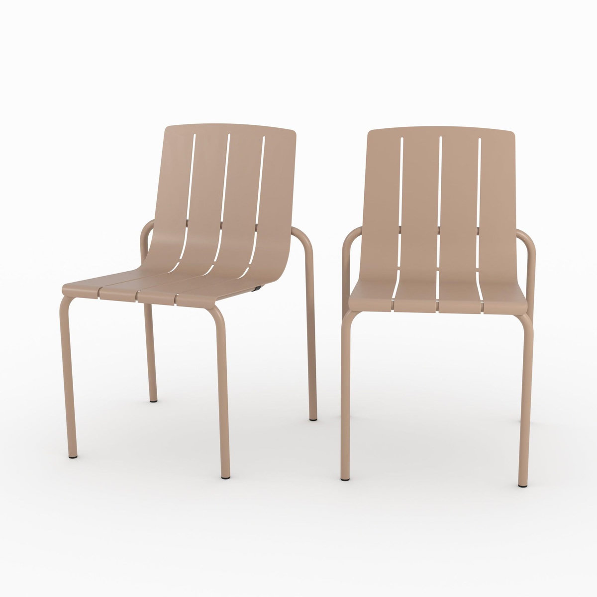 Rendez vous déco Lot de 2 chaises de jardin en métal taupe-Suna