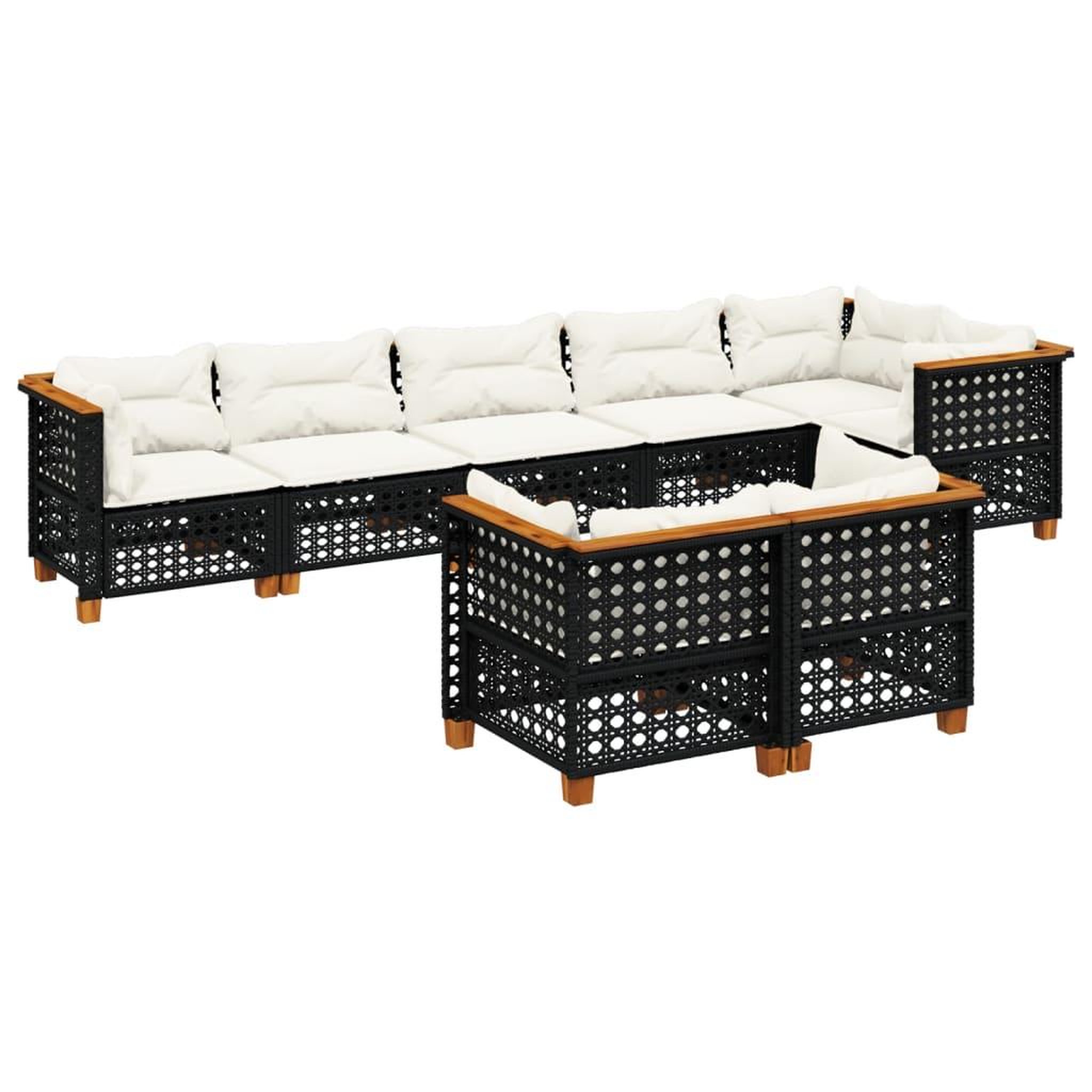 Voir la diapositive 2 : VIDAXL Salon de jardin 8 pcs avec coussins noir resine tressee