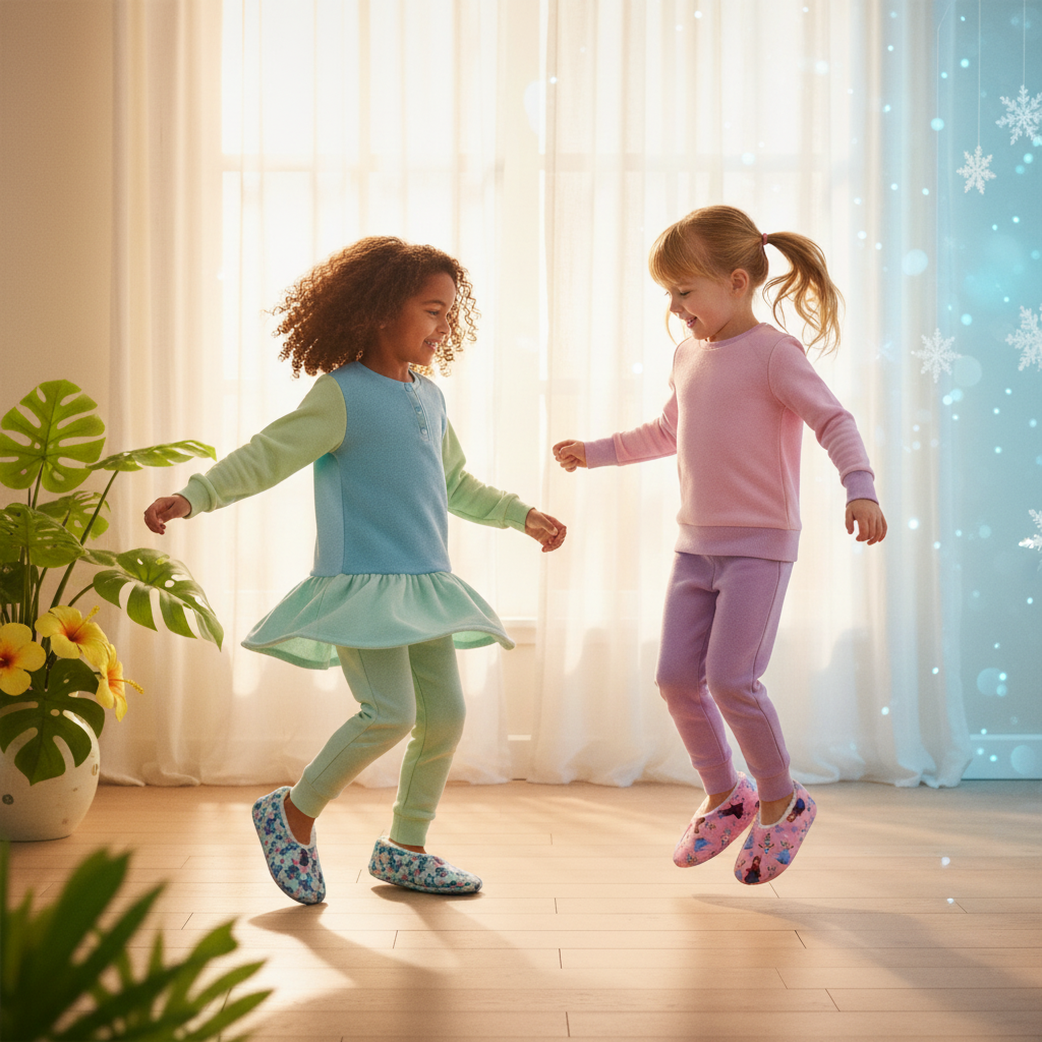 Voir la diapositive 3 : DISNEY Ozabi pack 2 paires chaussons fille disney fourrés antidérapants