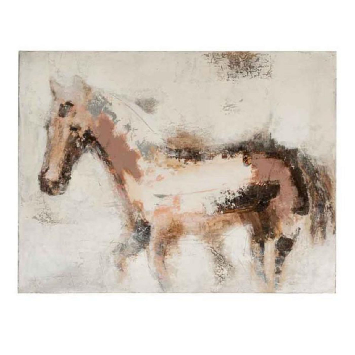 Paris Prix Toile Déco  Cheval  90x119cm Blanc & Marron
